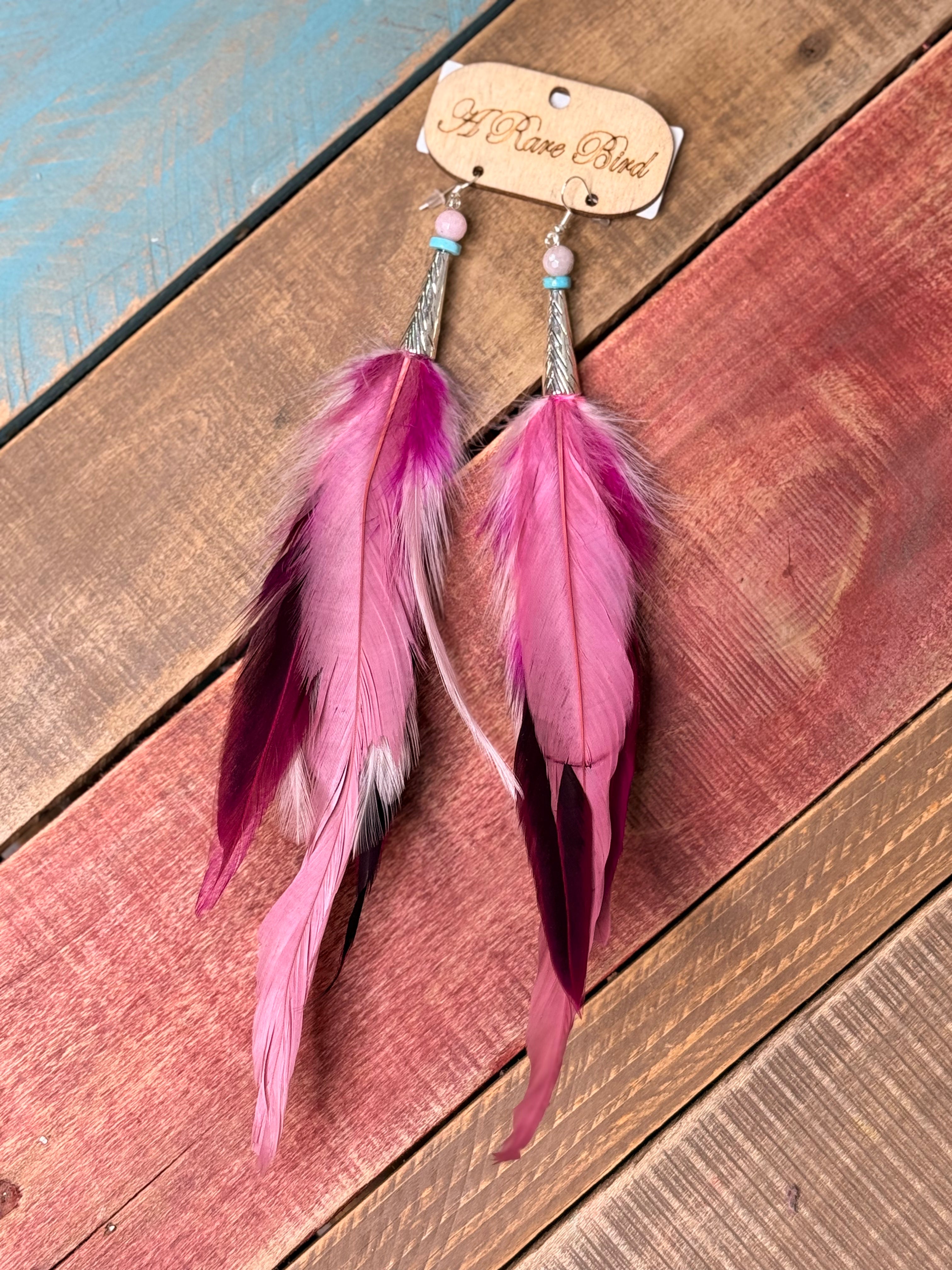 A Rare Bird Pink feather earrings