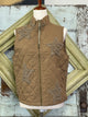Charlie B Short Quilted Vest with Boucle