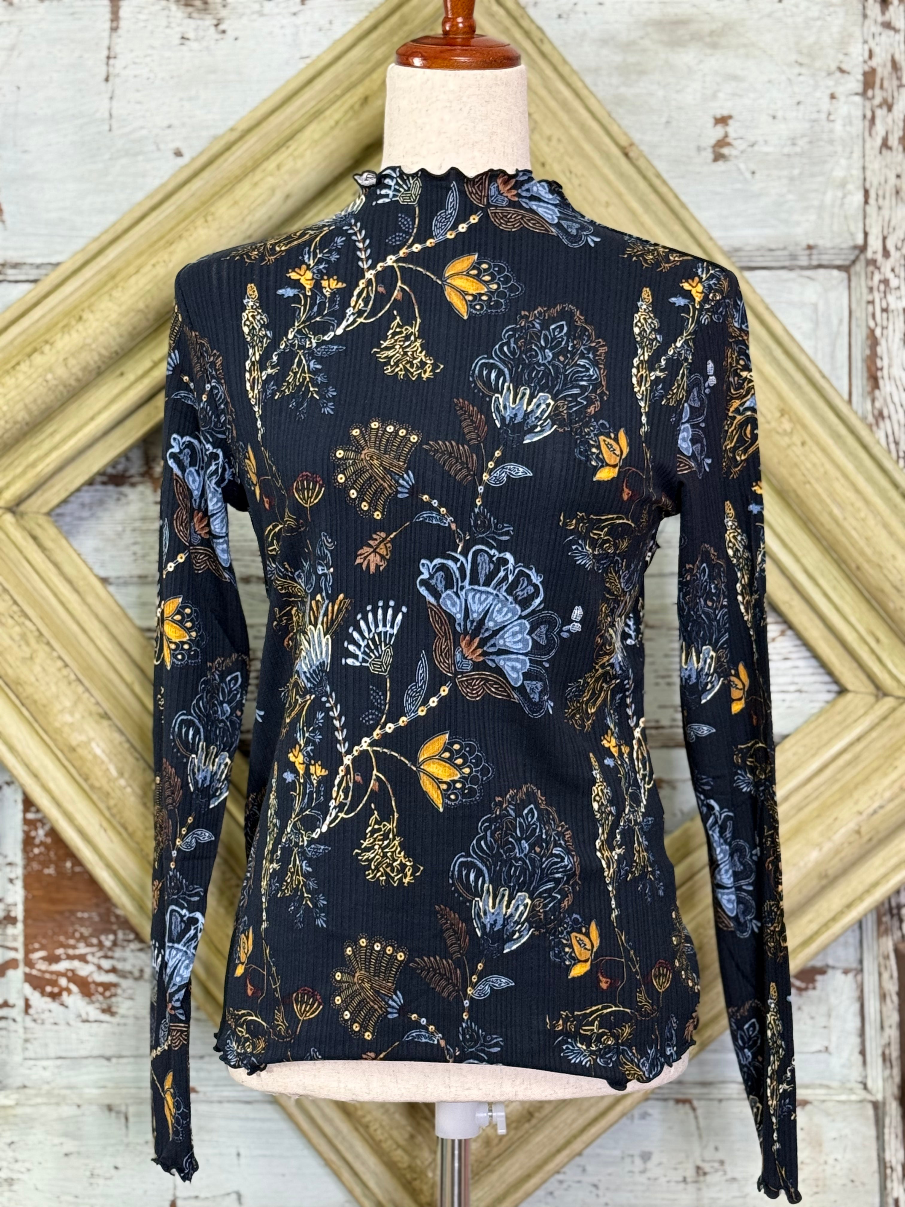 Charlie B Varigate Rib Mock Neck Top