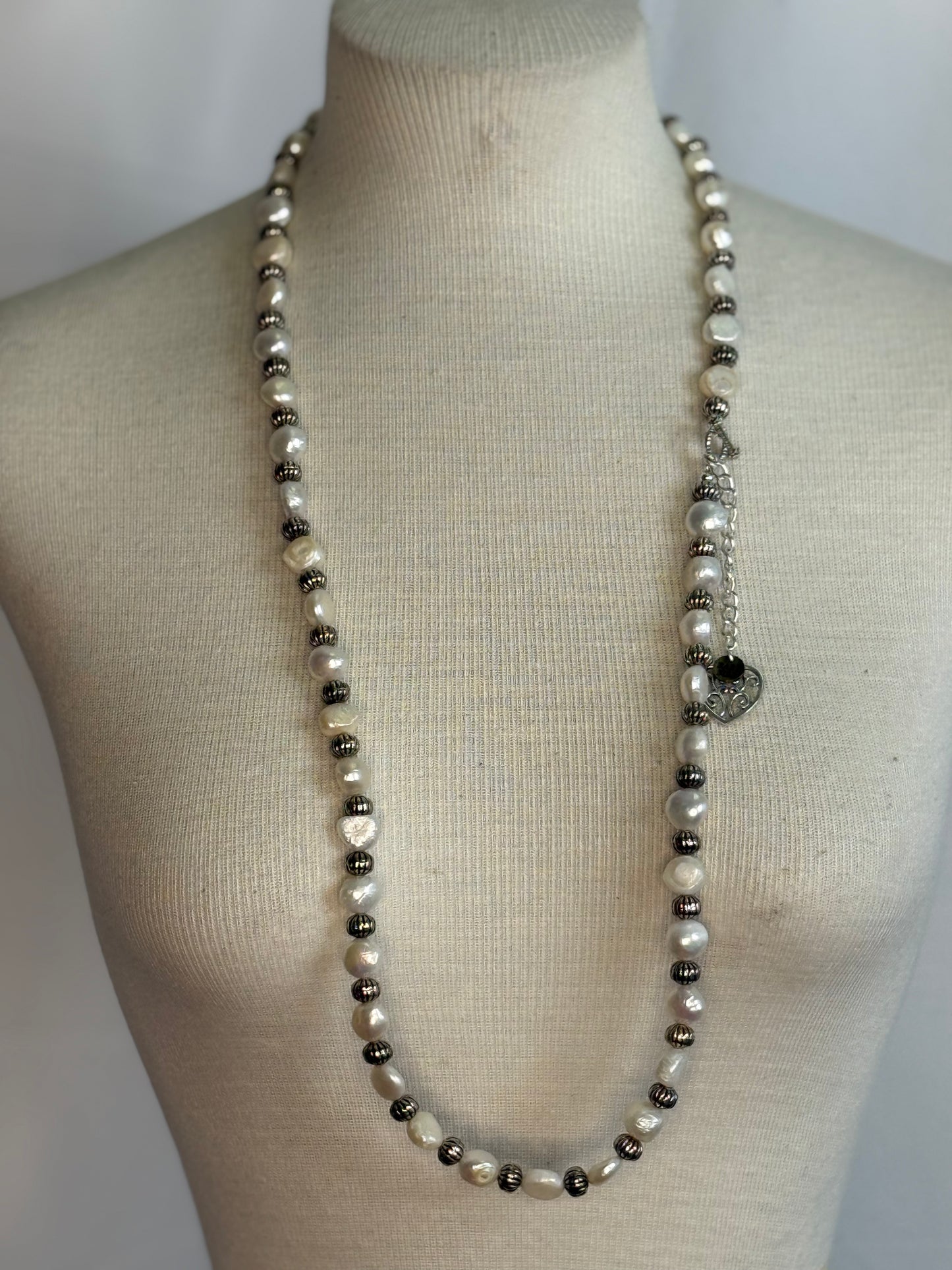 A Rare Bird Pearl Silver Long Necklace