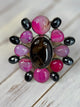 Pink agate And black onyx cuff bracelet