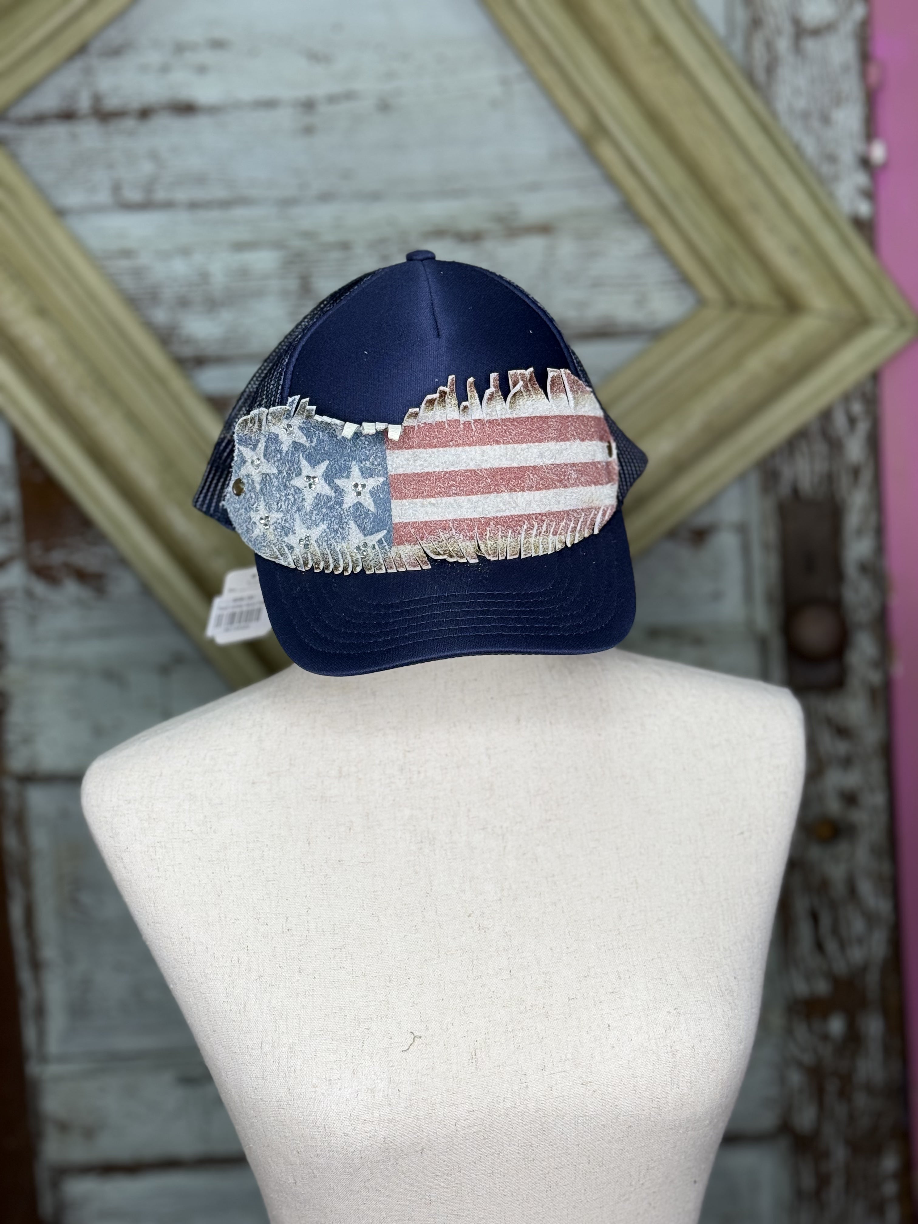 Red white blue hat