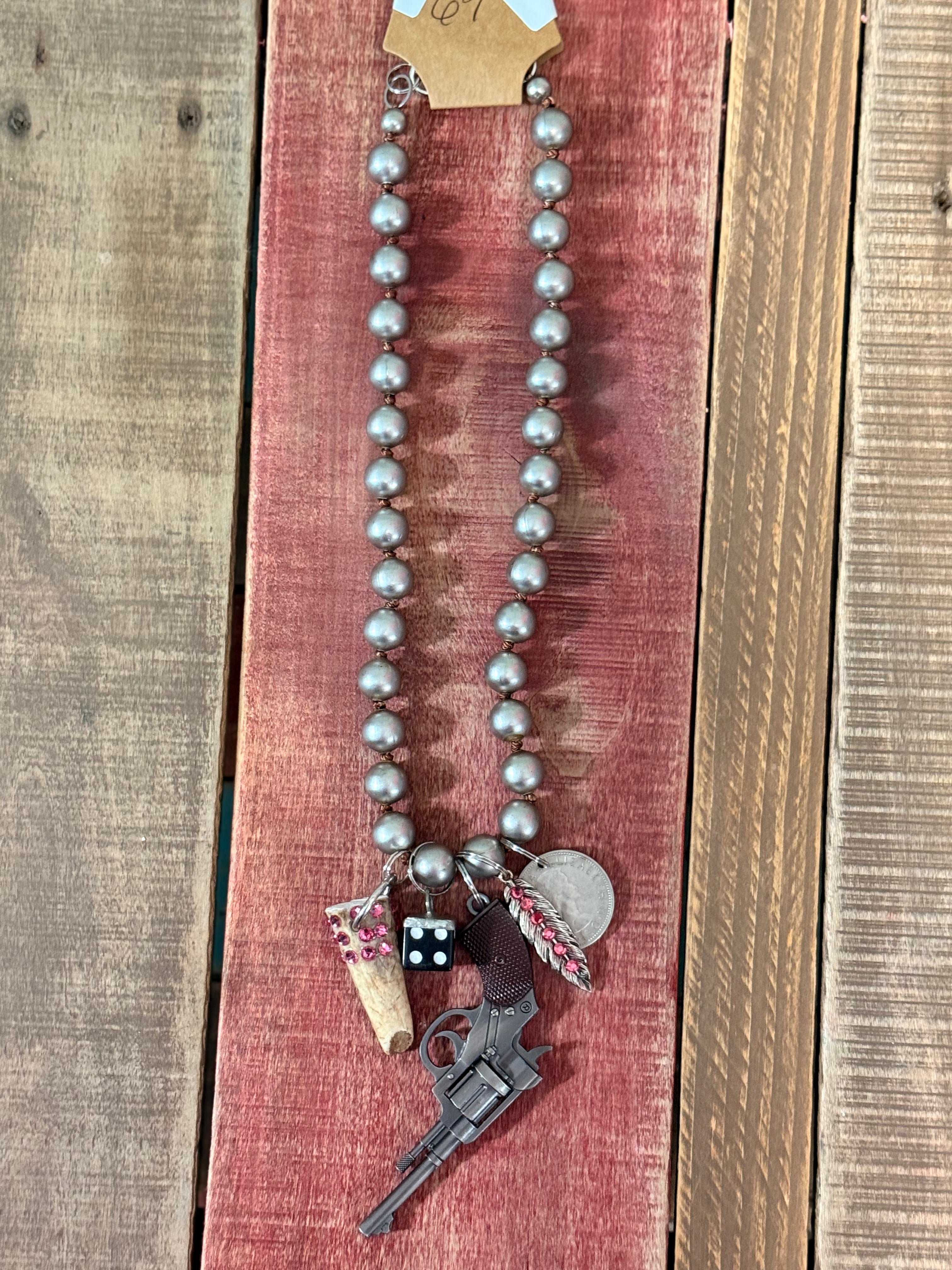 Toy Gun coin necklace