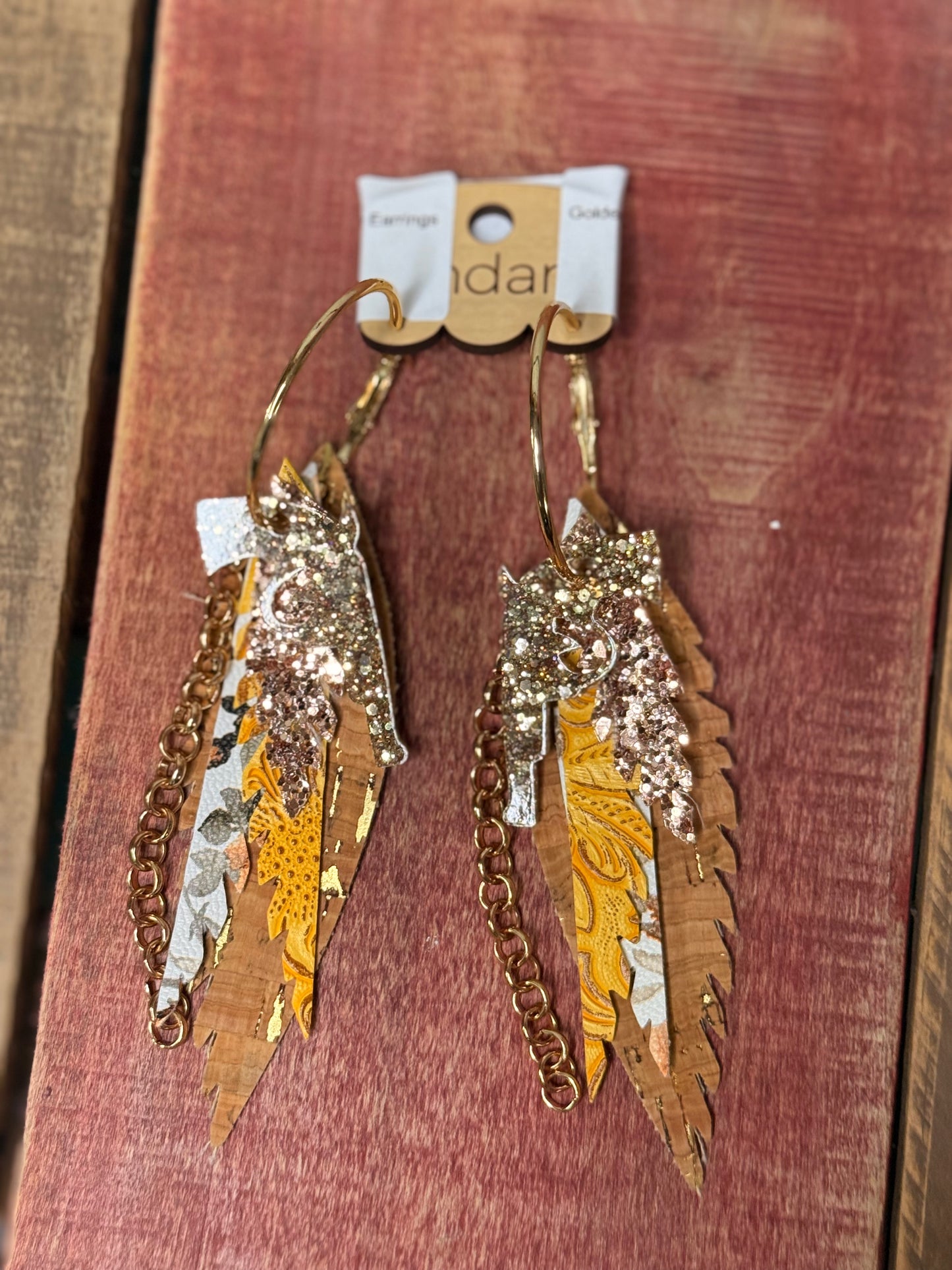 Multi Color Leather Feather Earrings