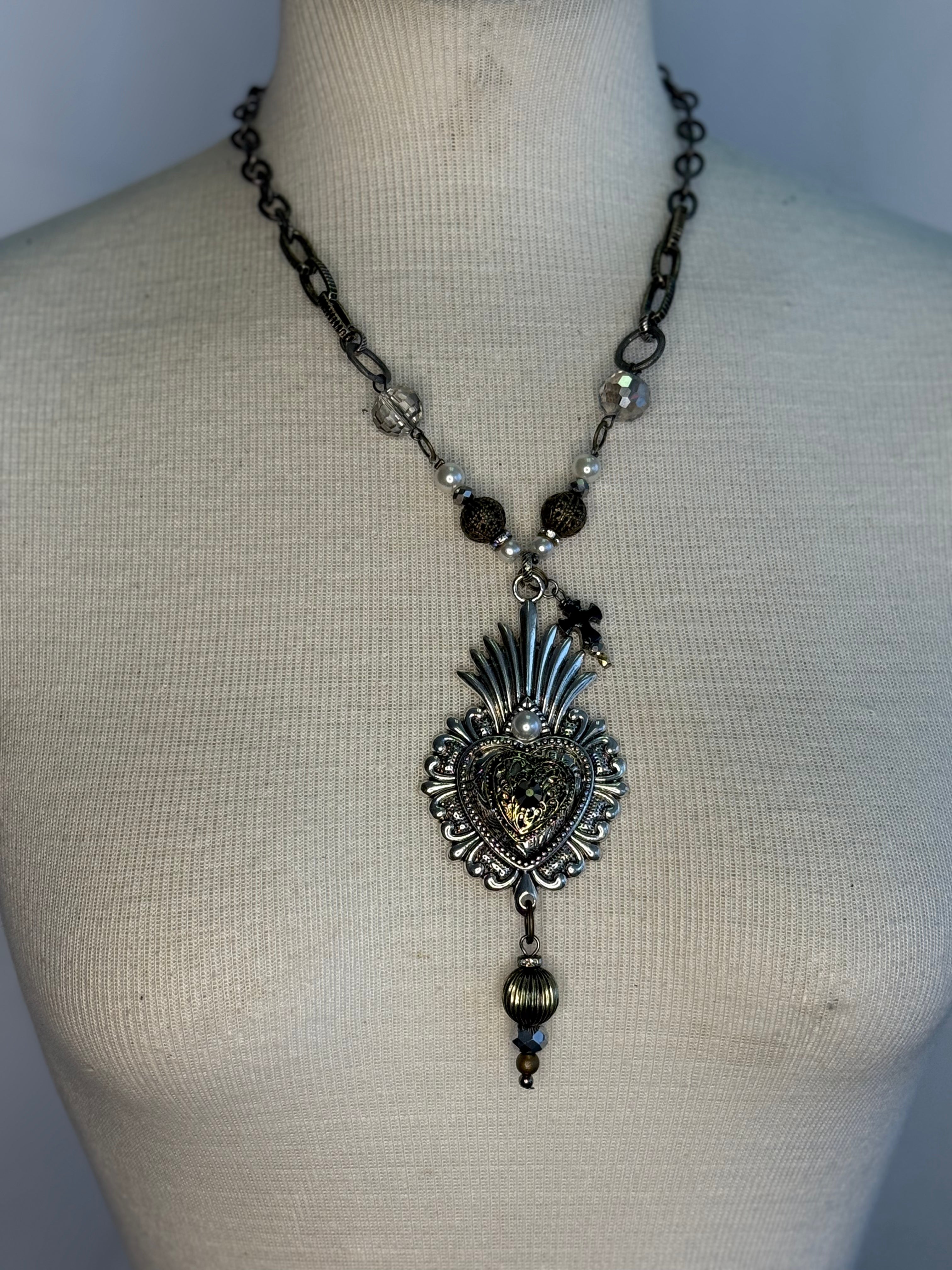 Lost and Found Silver Crown Heart Necklace