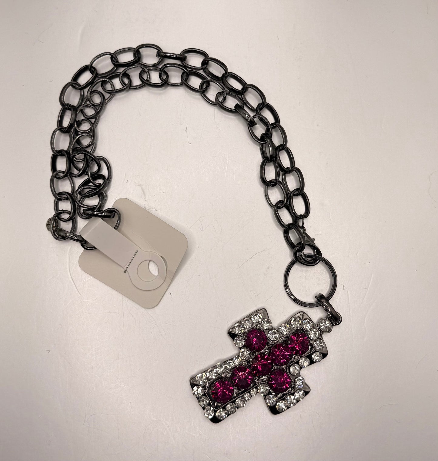 Lost and found pink cross necklace