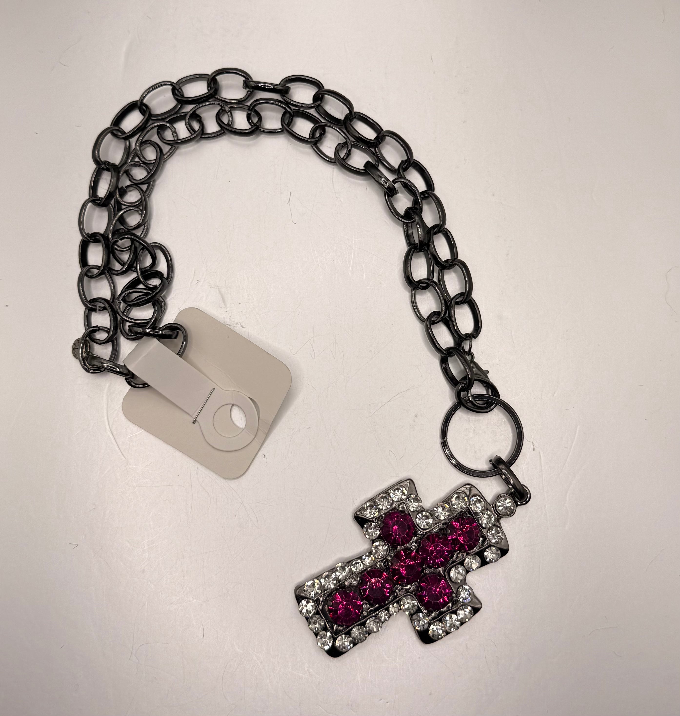 Lost and found pink cross necklace
