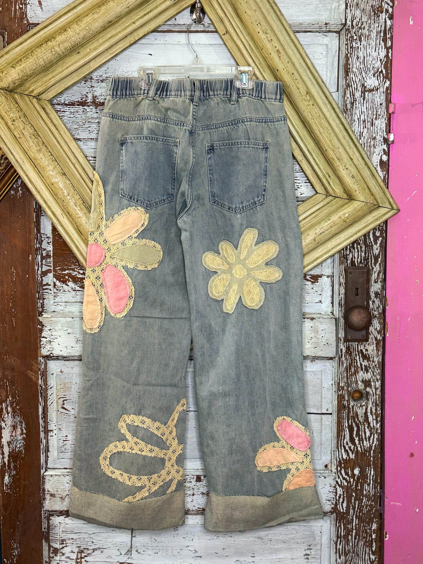 Oli and hali Washed Flower Patch Denim Jeans