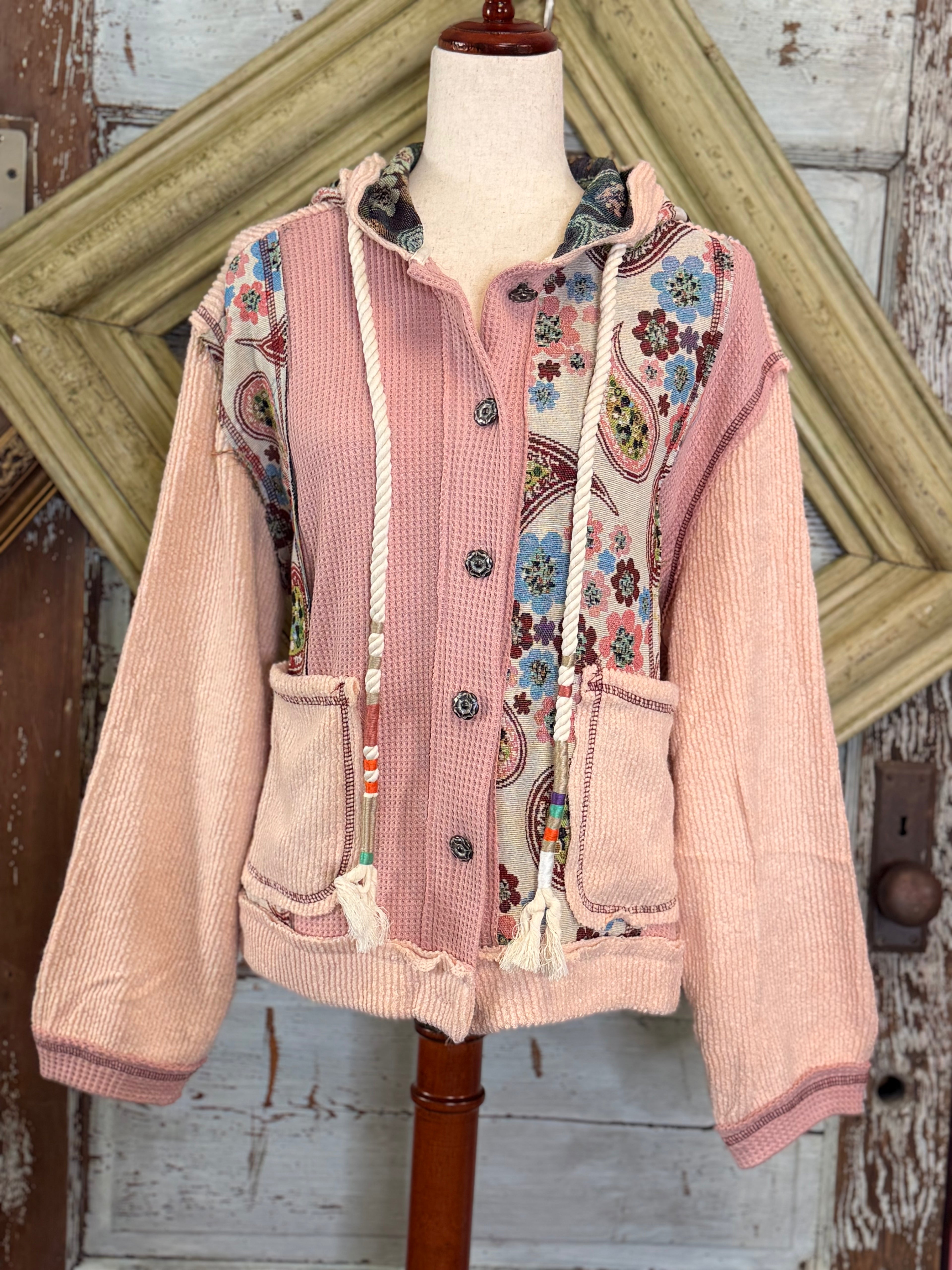 Pol Floral Rose Pink Hooded Jacket