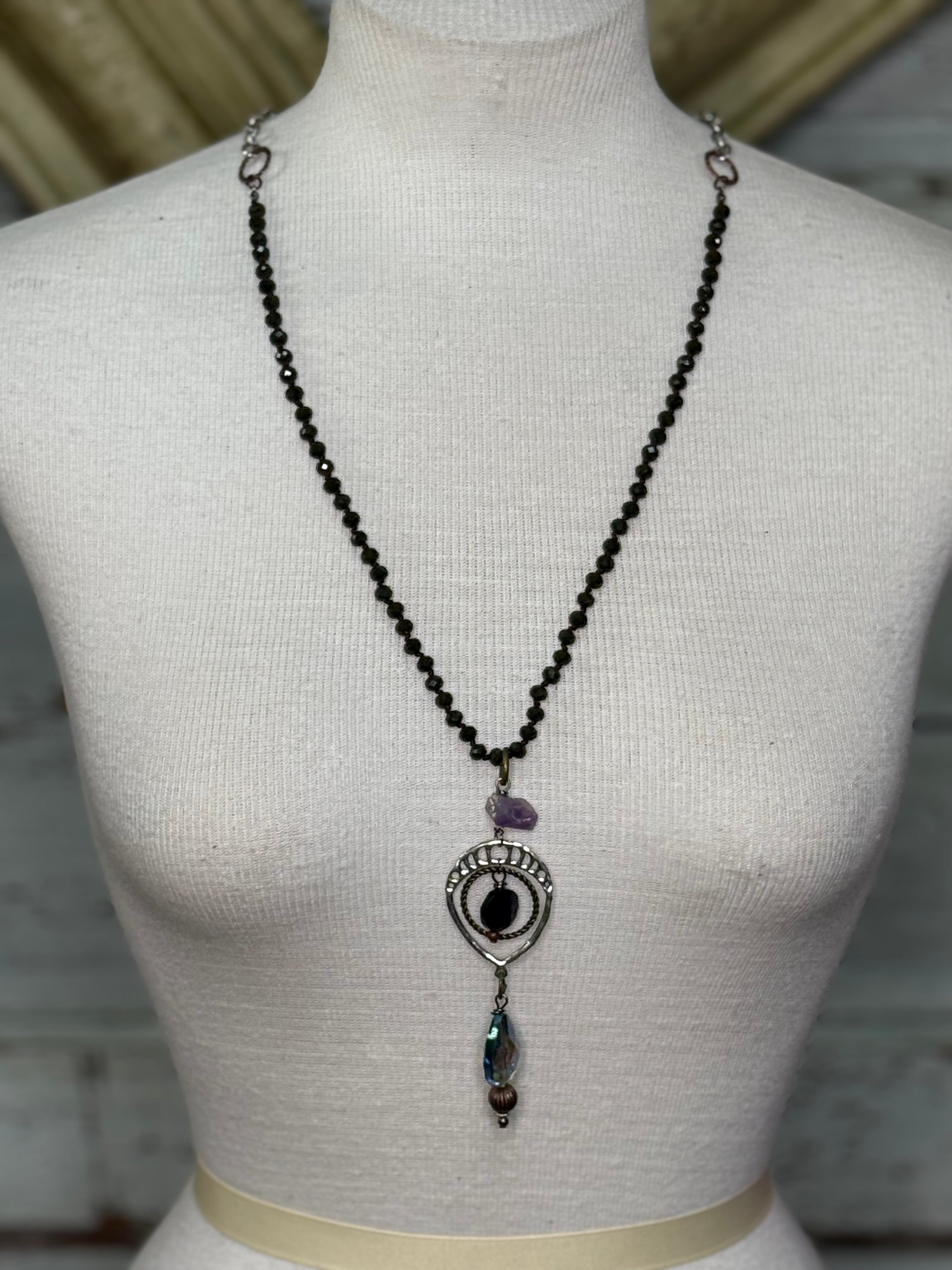 Lost and Found Forrest green anf purple necklace