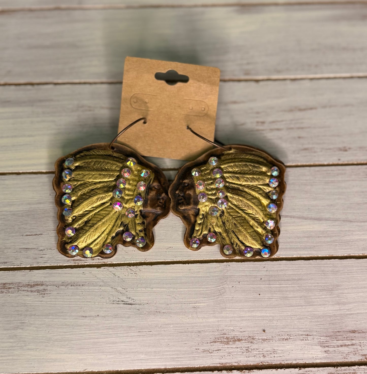 Red And Yellow Indian Head Earrings