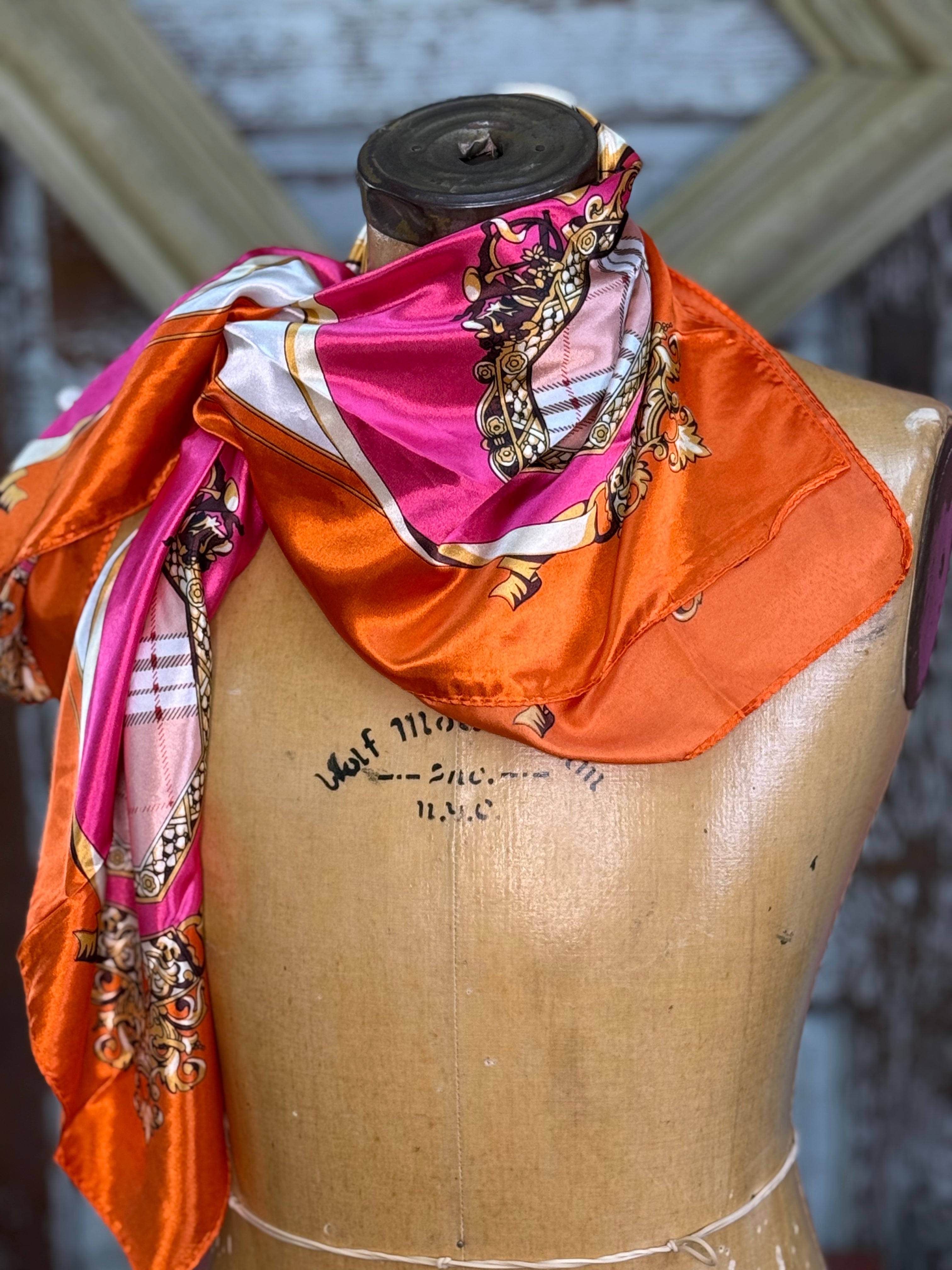 Orange and pink rowdy rag scarf