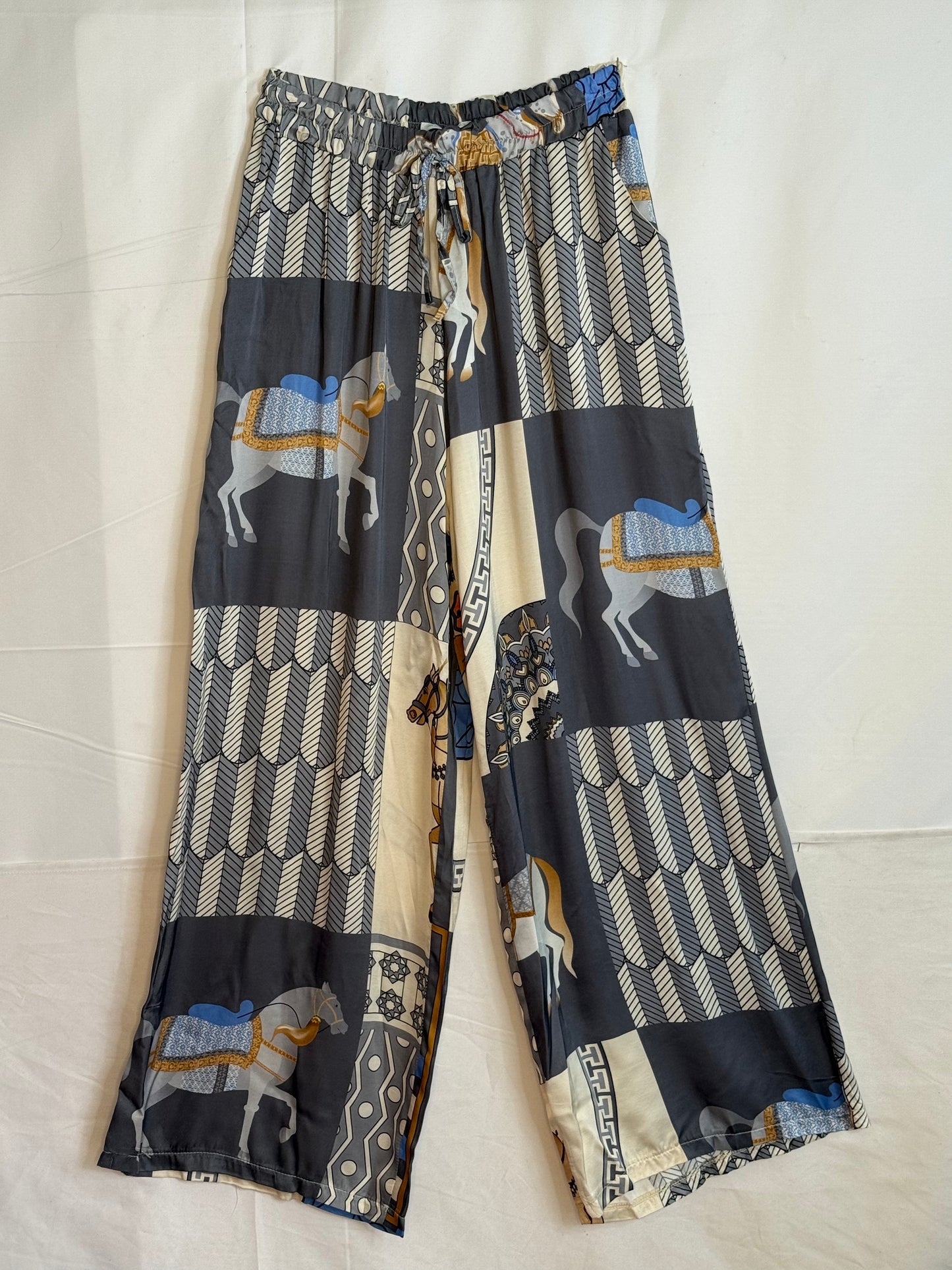 Made in Italy Abstract Horse Print Silk Pant