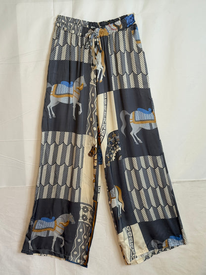 Made in Italy Abstract Horse Print Silk Pant
