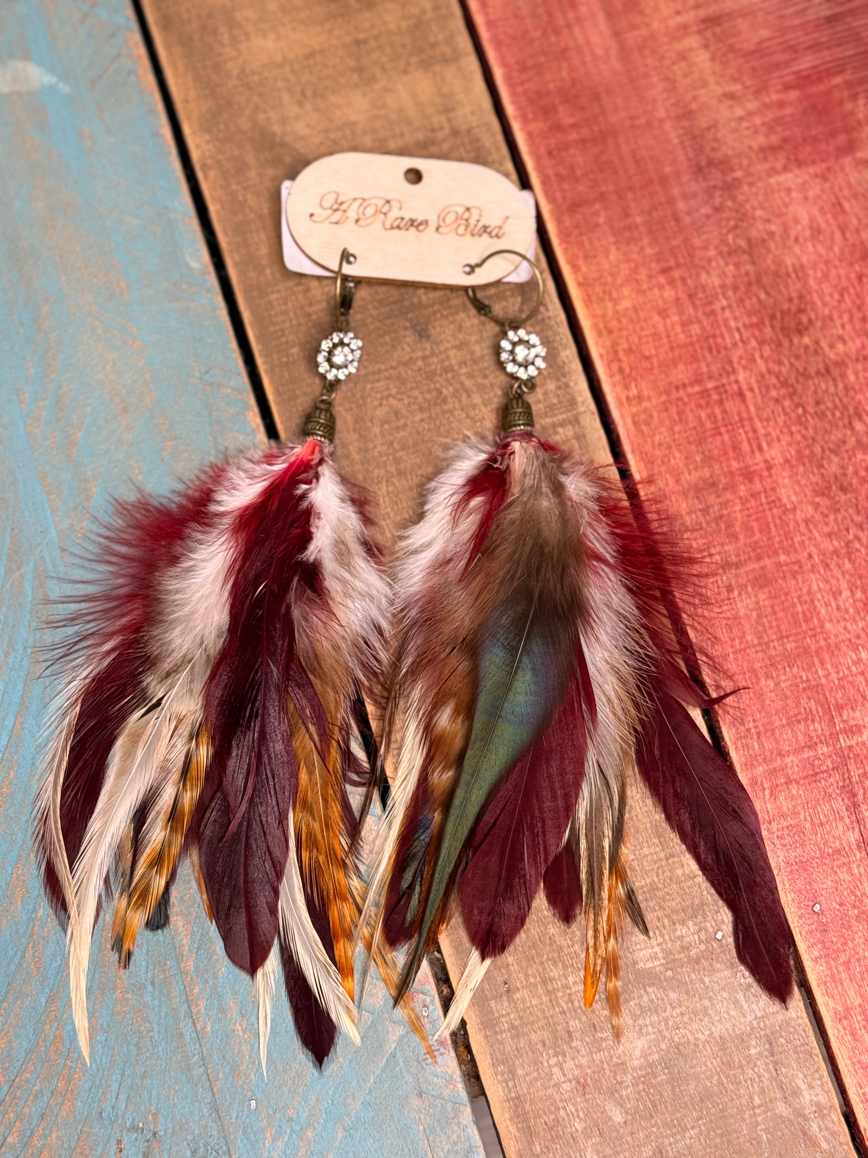 A Rare Bird Red Feather Earrings