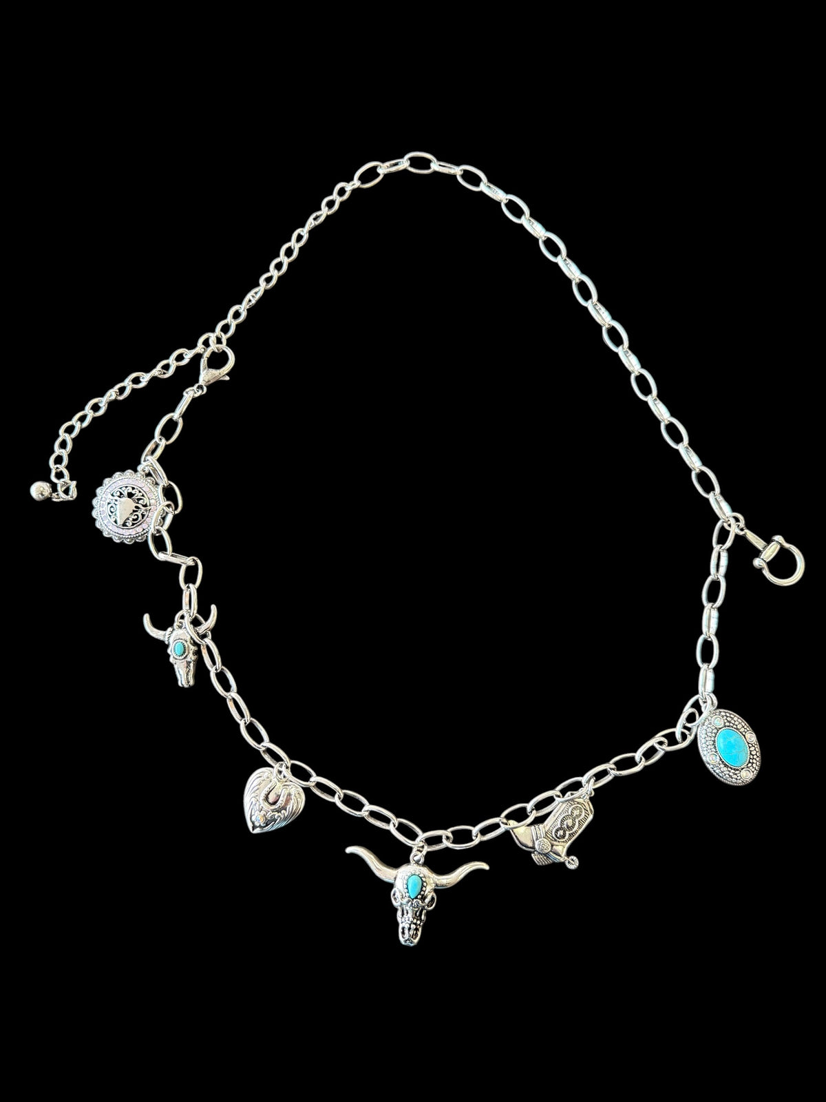 Silver Western Charm Chain Belt