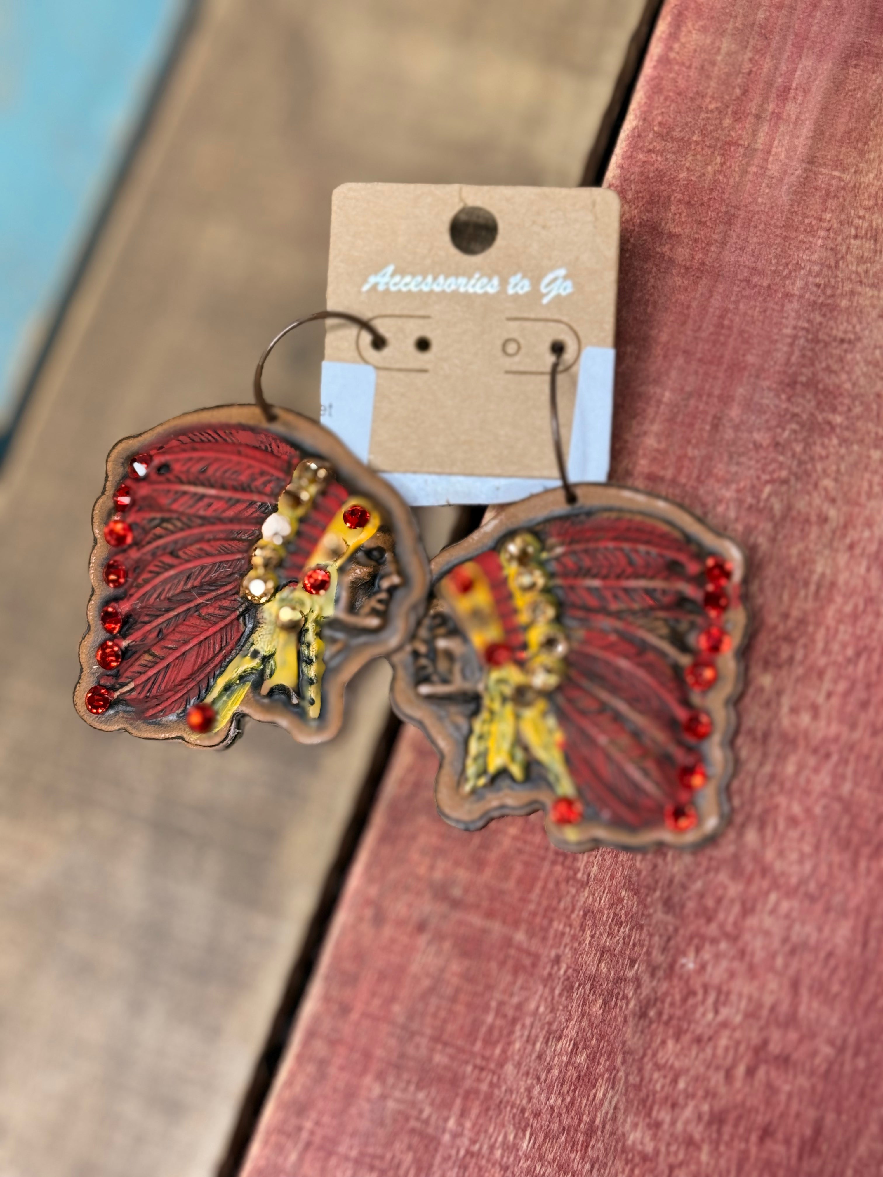 Red Indian Head Earrings