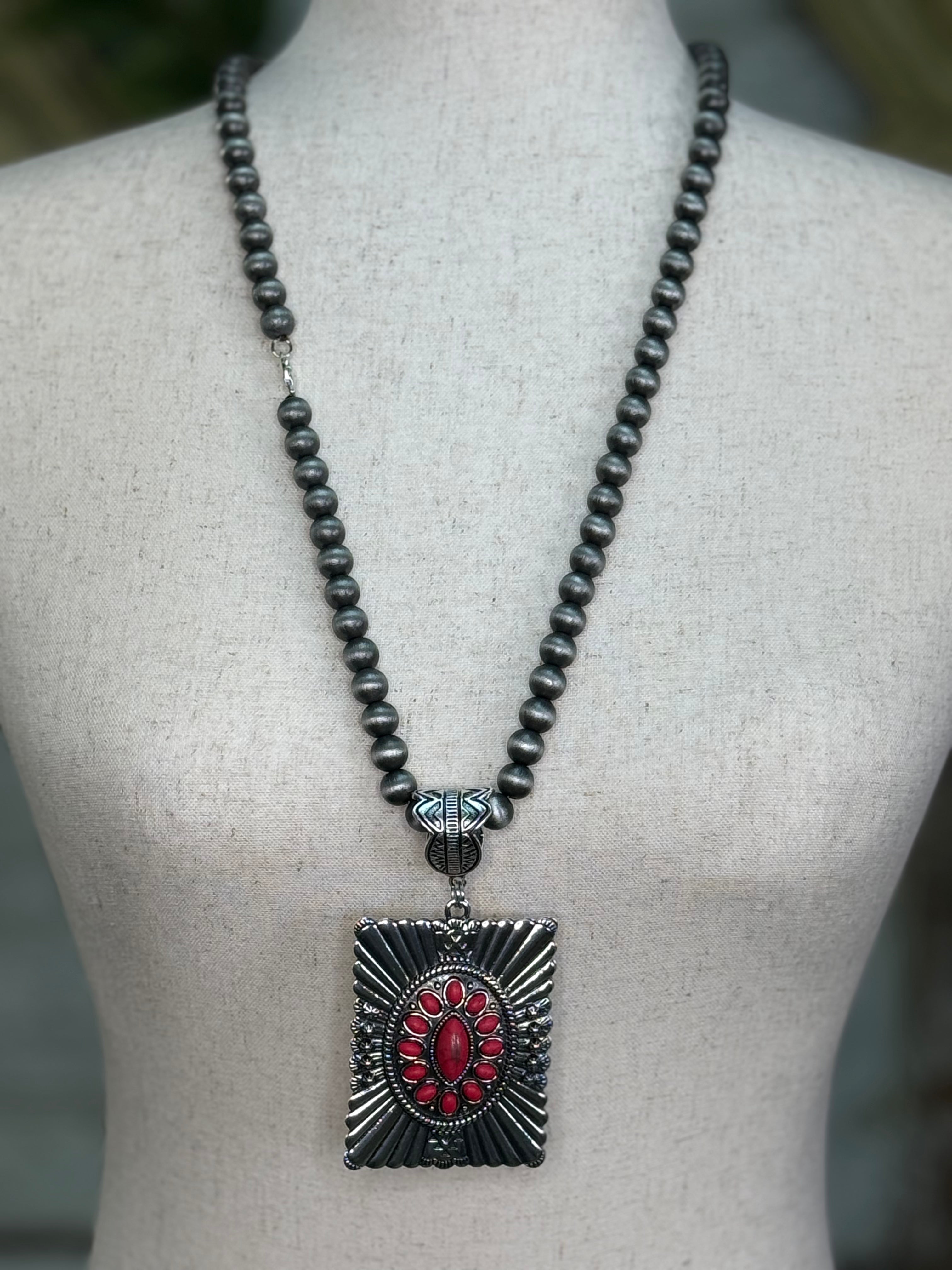 Emma Silver Red Necklace