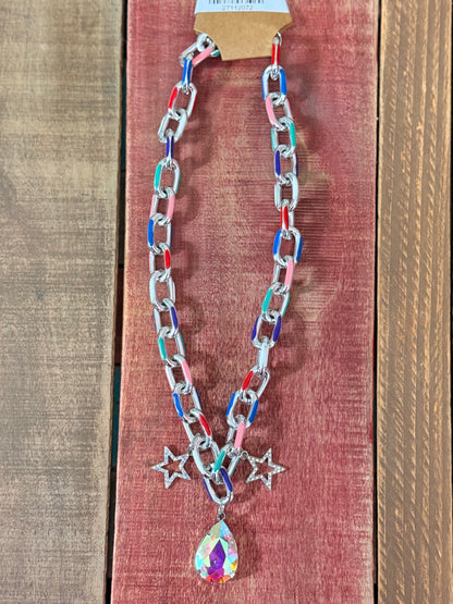 Multi Color Chain charm Necklace