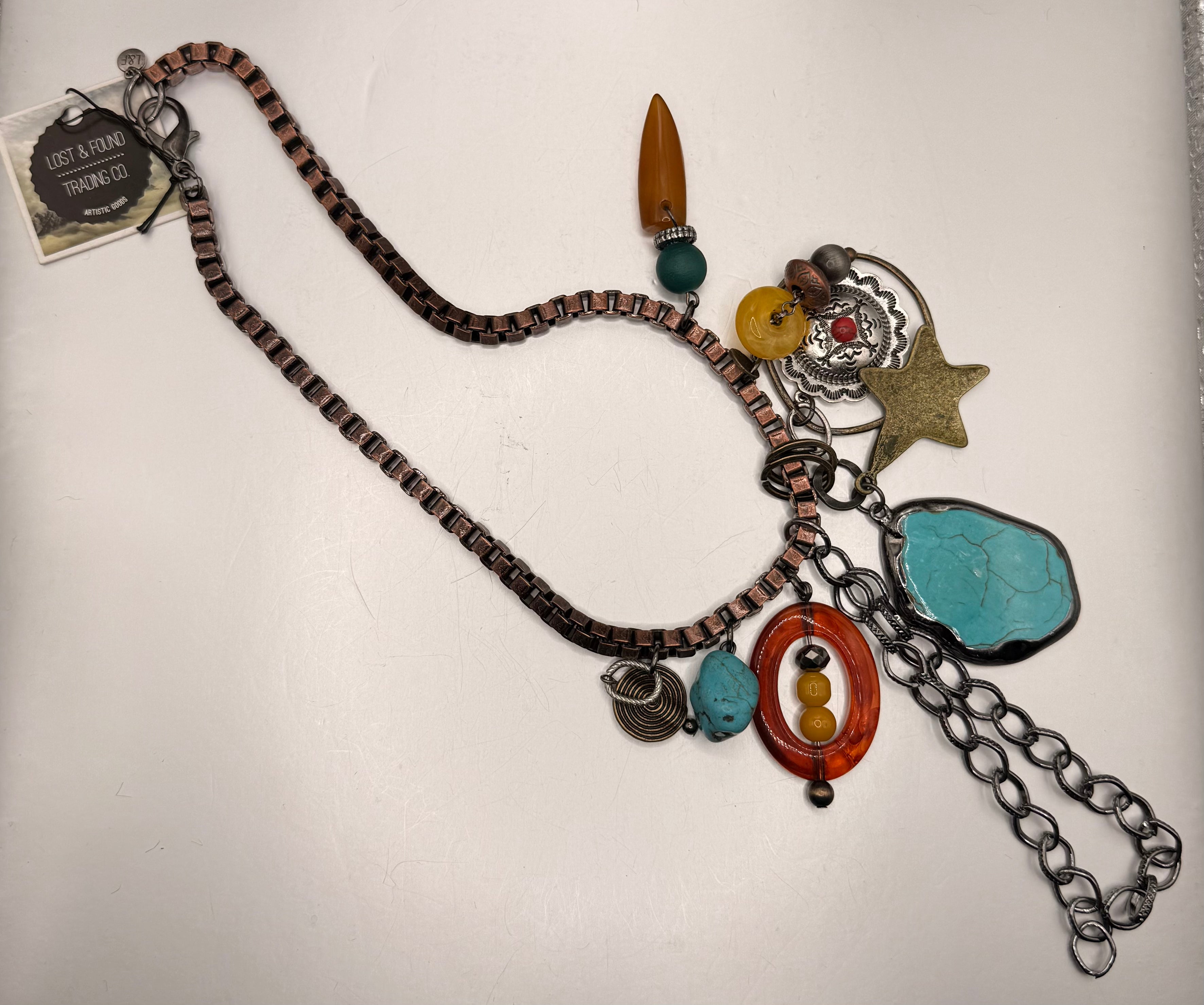 Lost and Found Turquoise Multi Charm Necklace