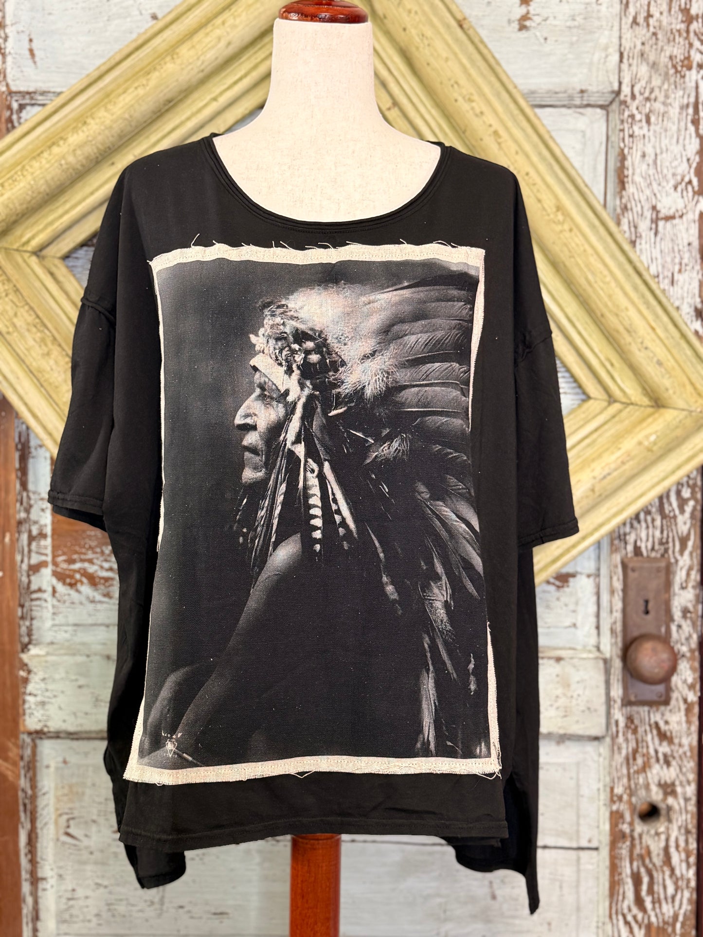 I Love Linen  Black Indian Shirt