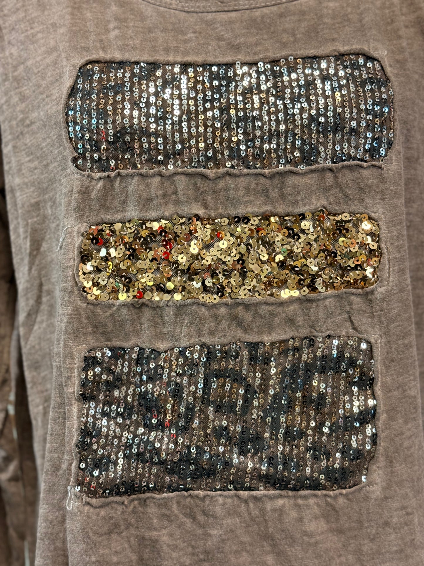 Made In Italy Cocoa Sequin Top