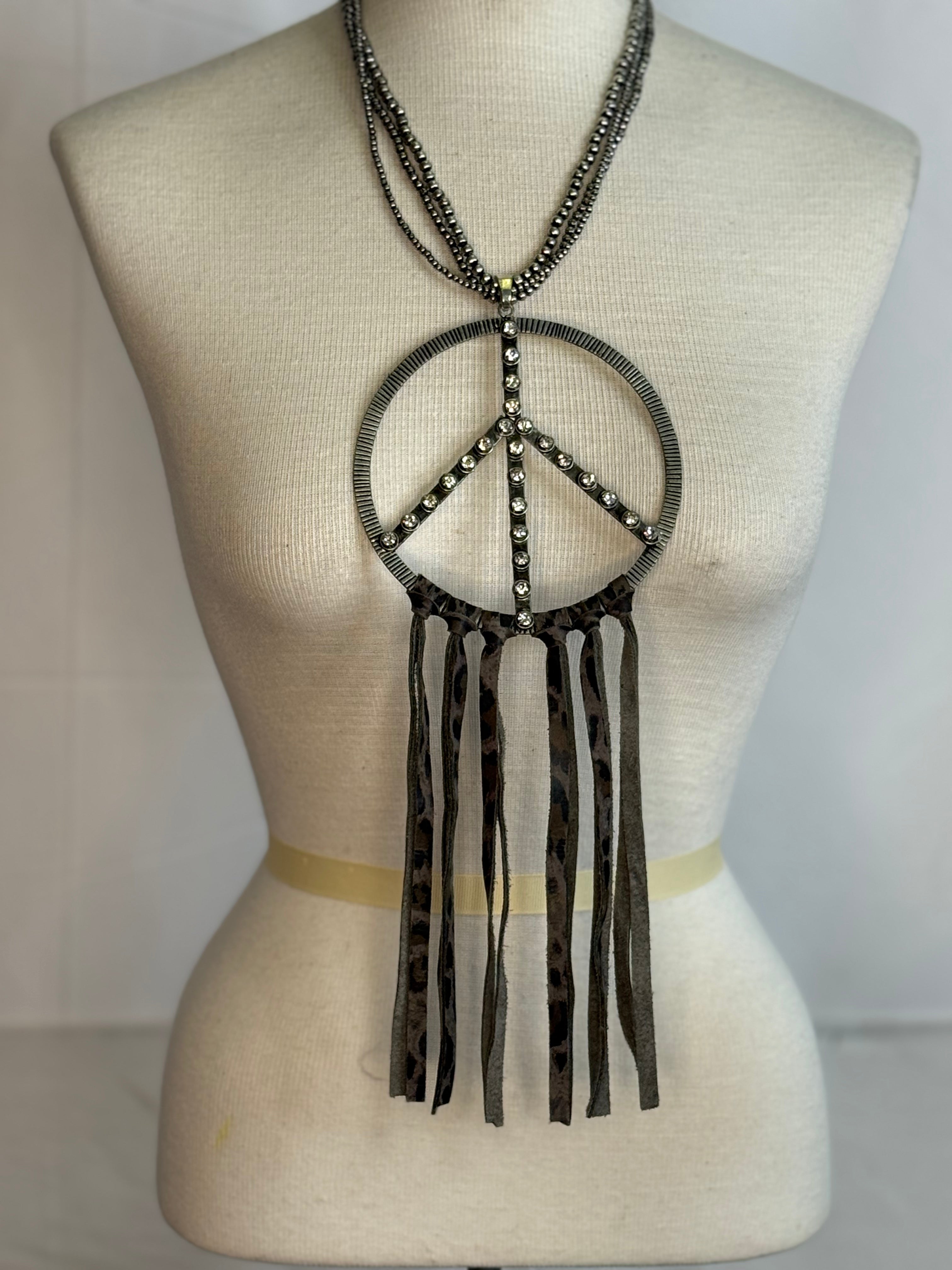 A Rare Bird peace Fringe Necklace