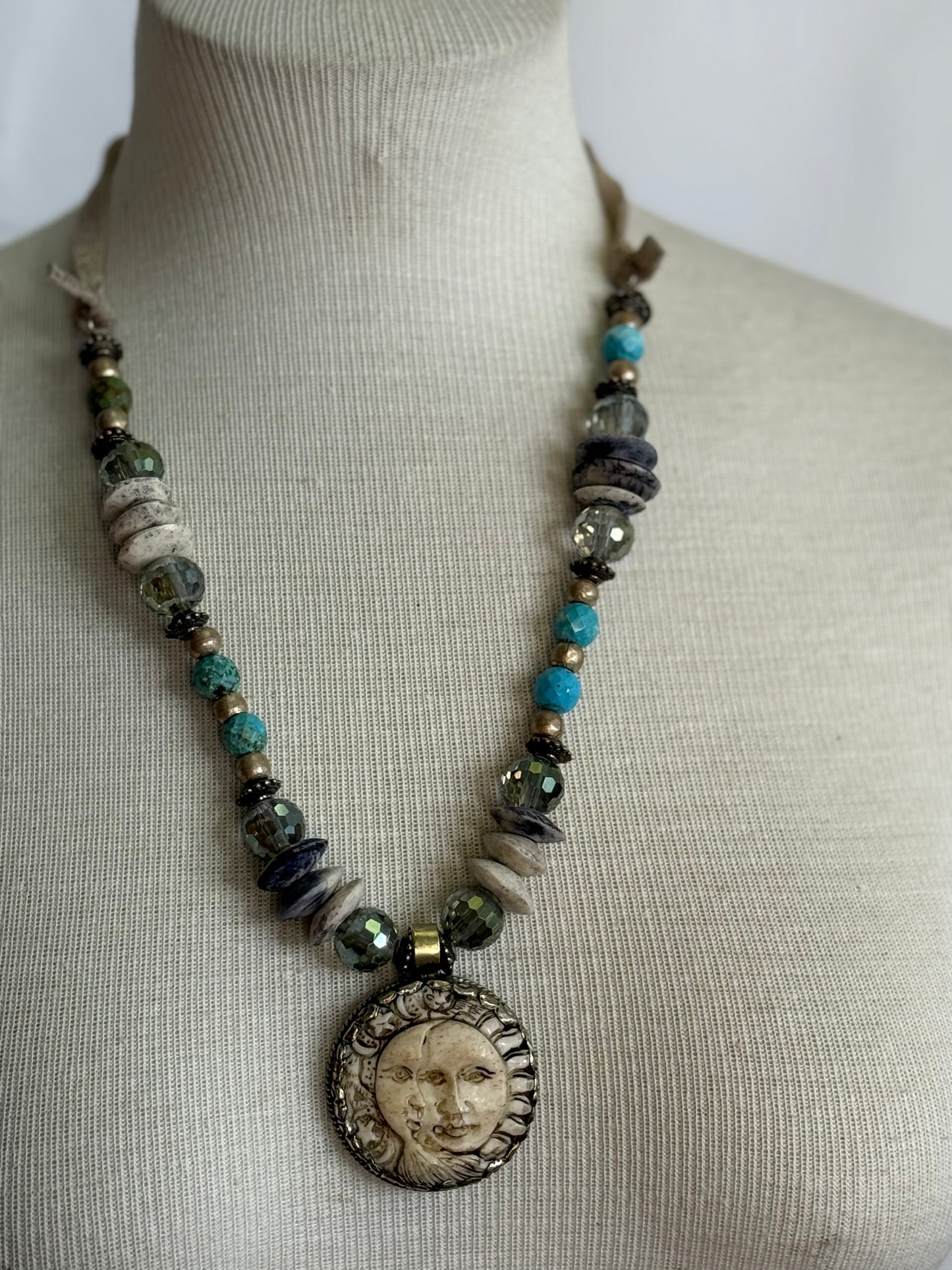 A Rare Bird Turq Moon/Sun Necklace