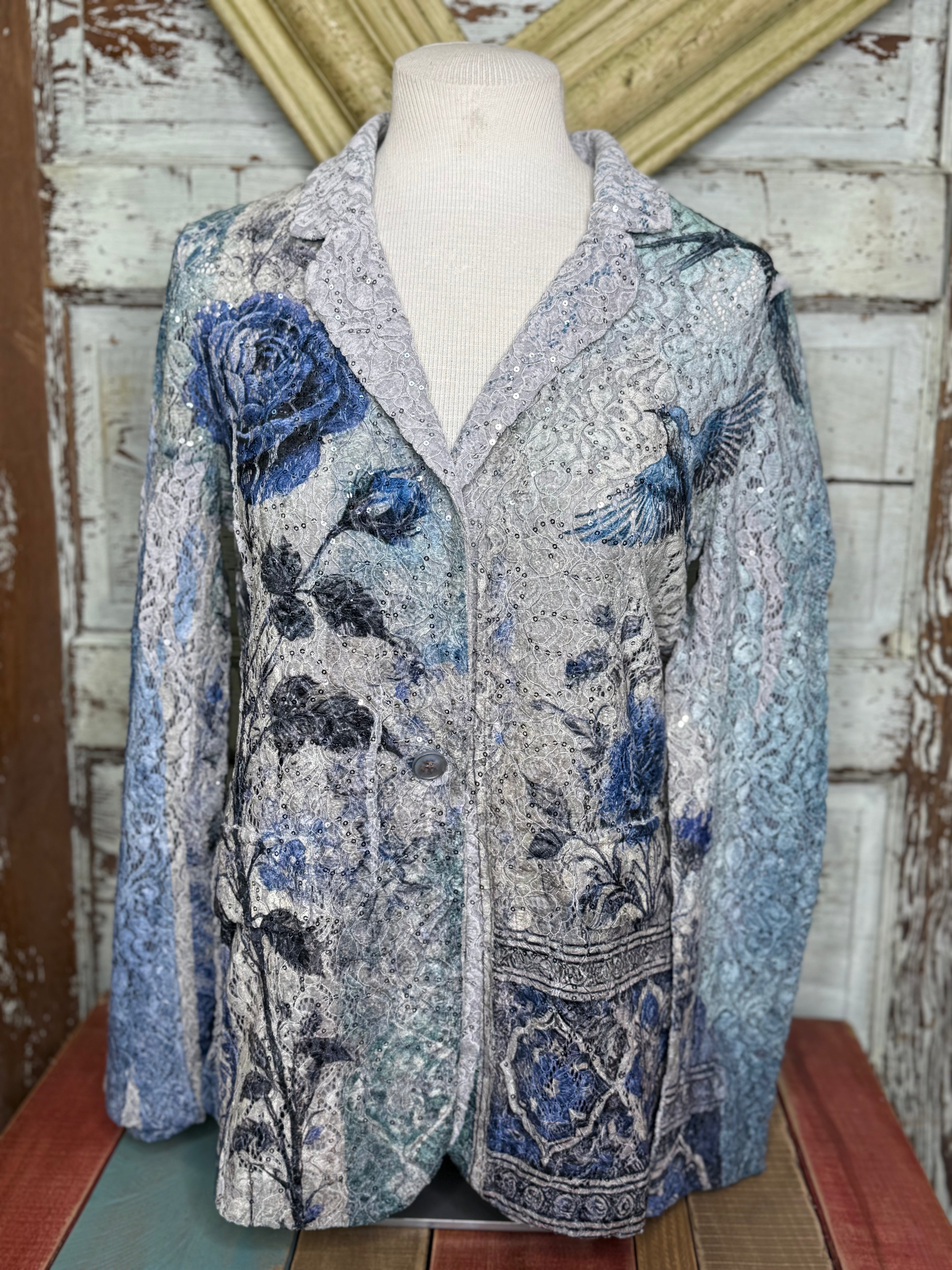 Origami Lace and Sequin Blazer Jacket