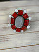 Coral and mother of pearl Bracelet cuff