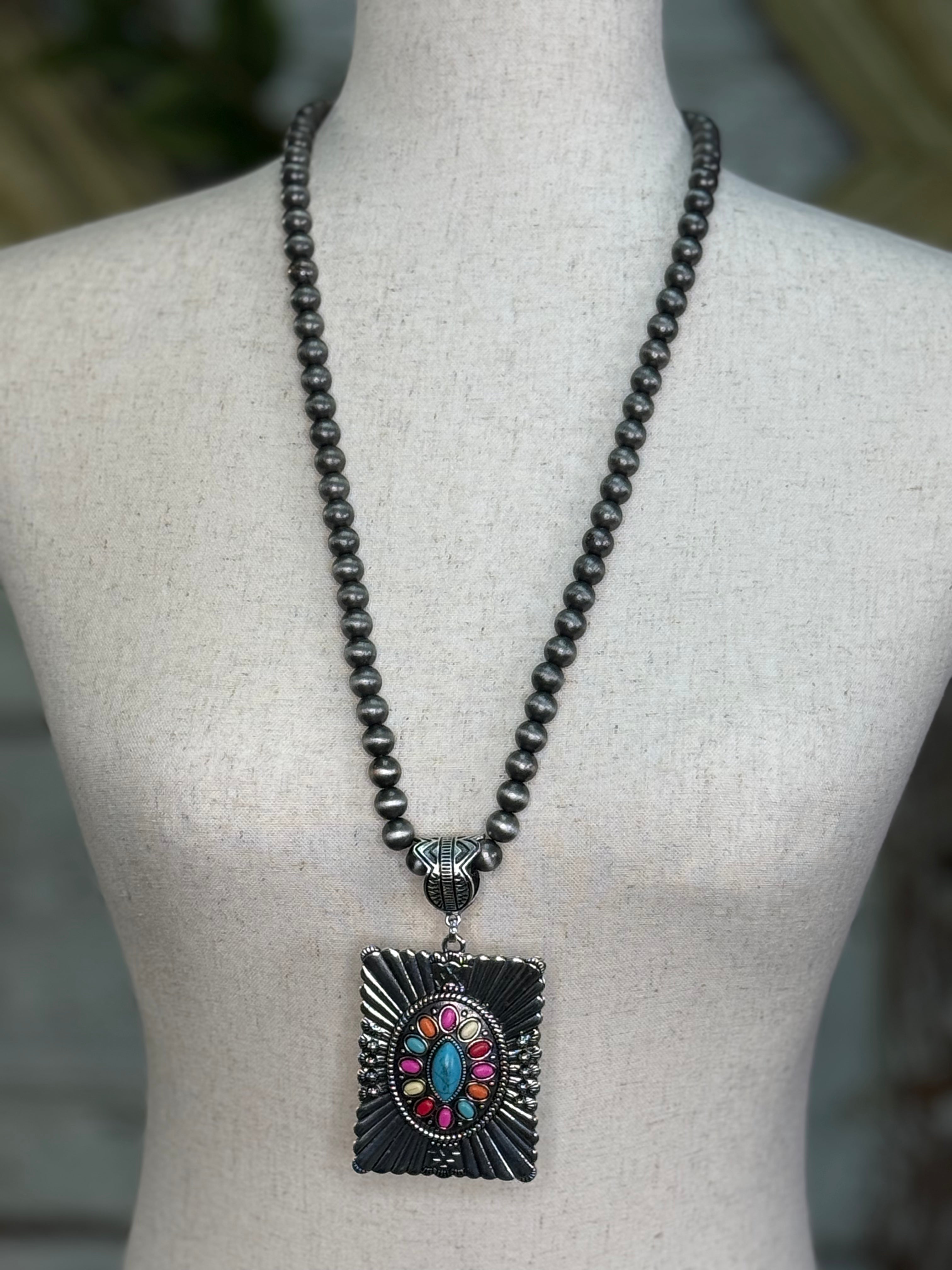 Emma Silver Multi Color Necklace