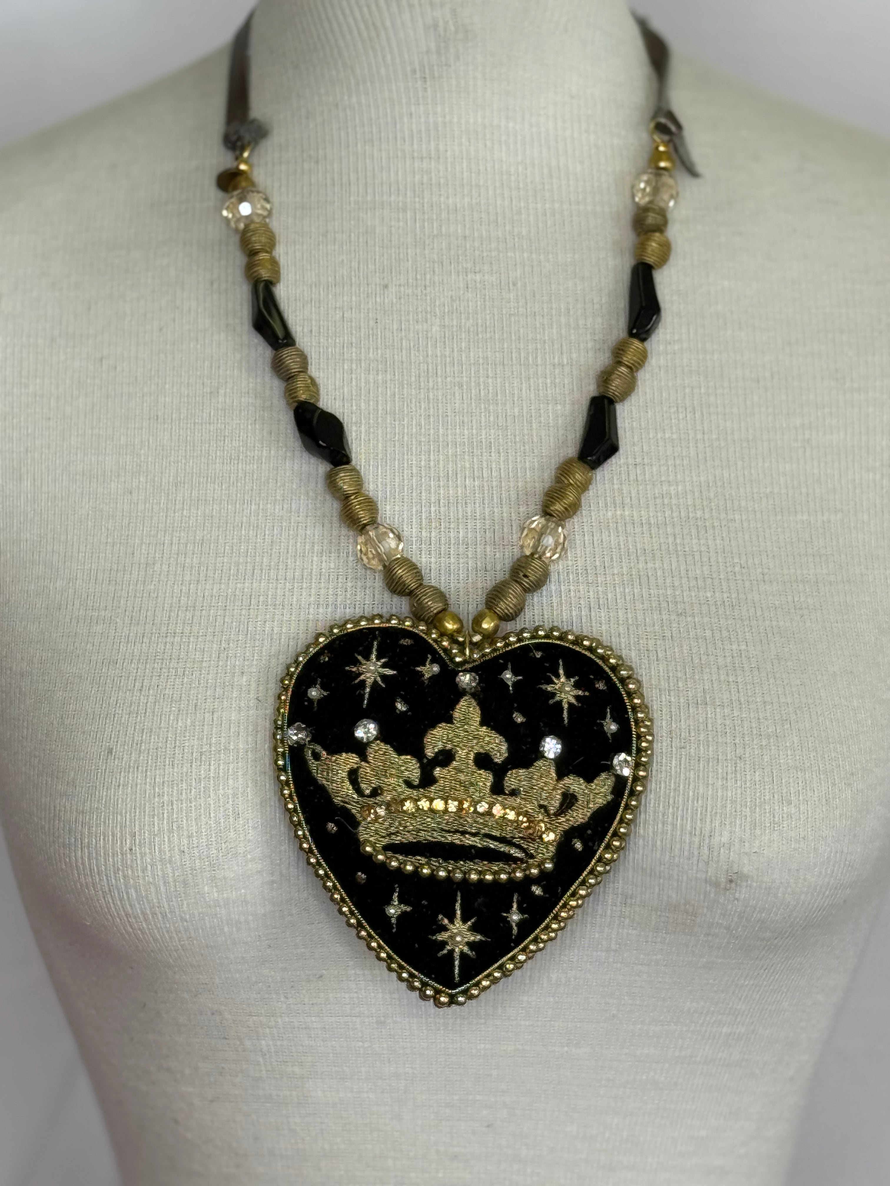 A Rare Bird Velvet Black Heart Necklace