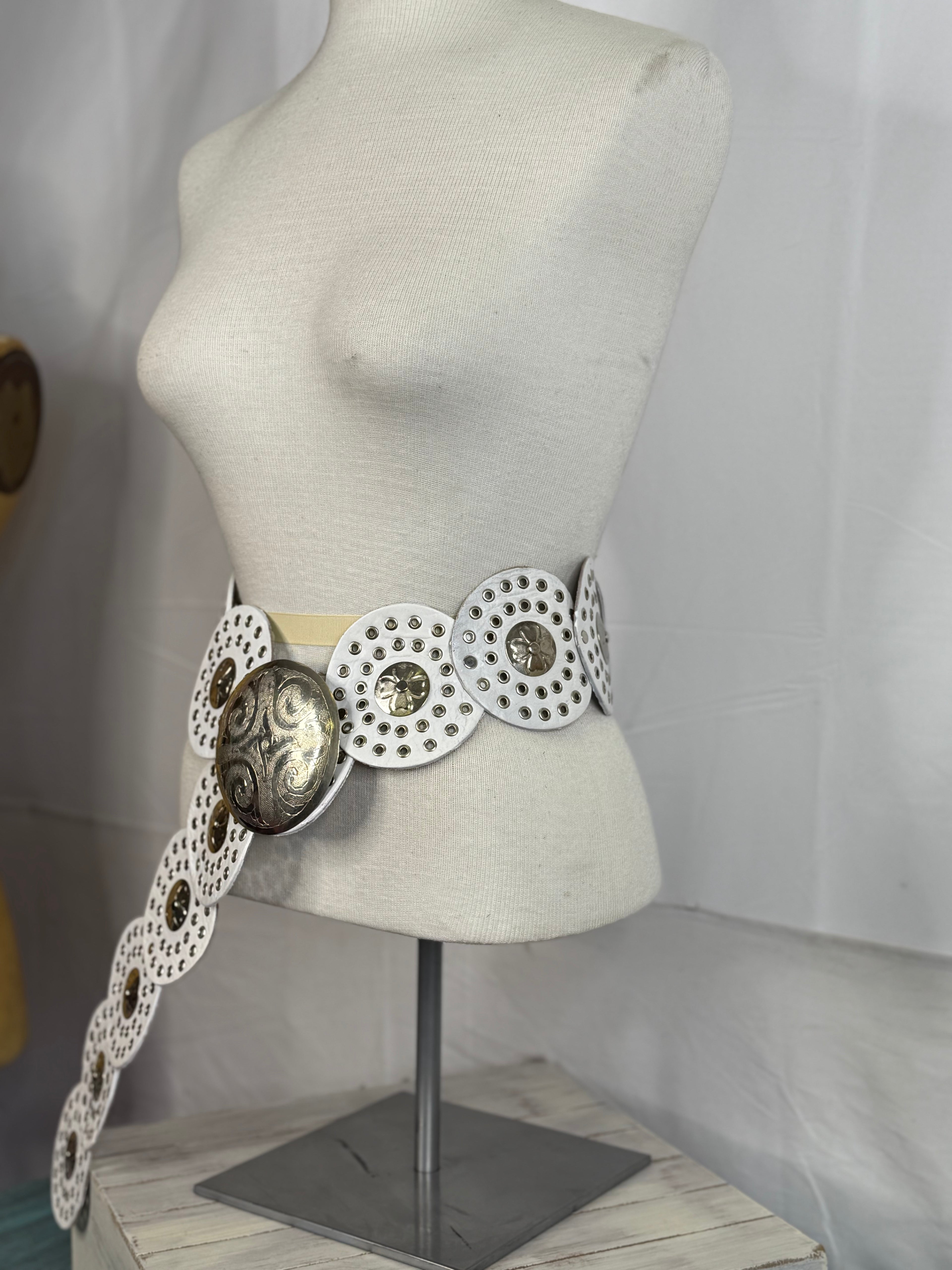 White Concho Belt