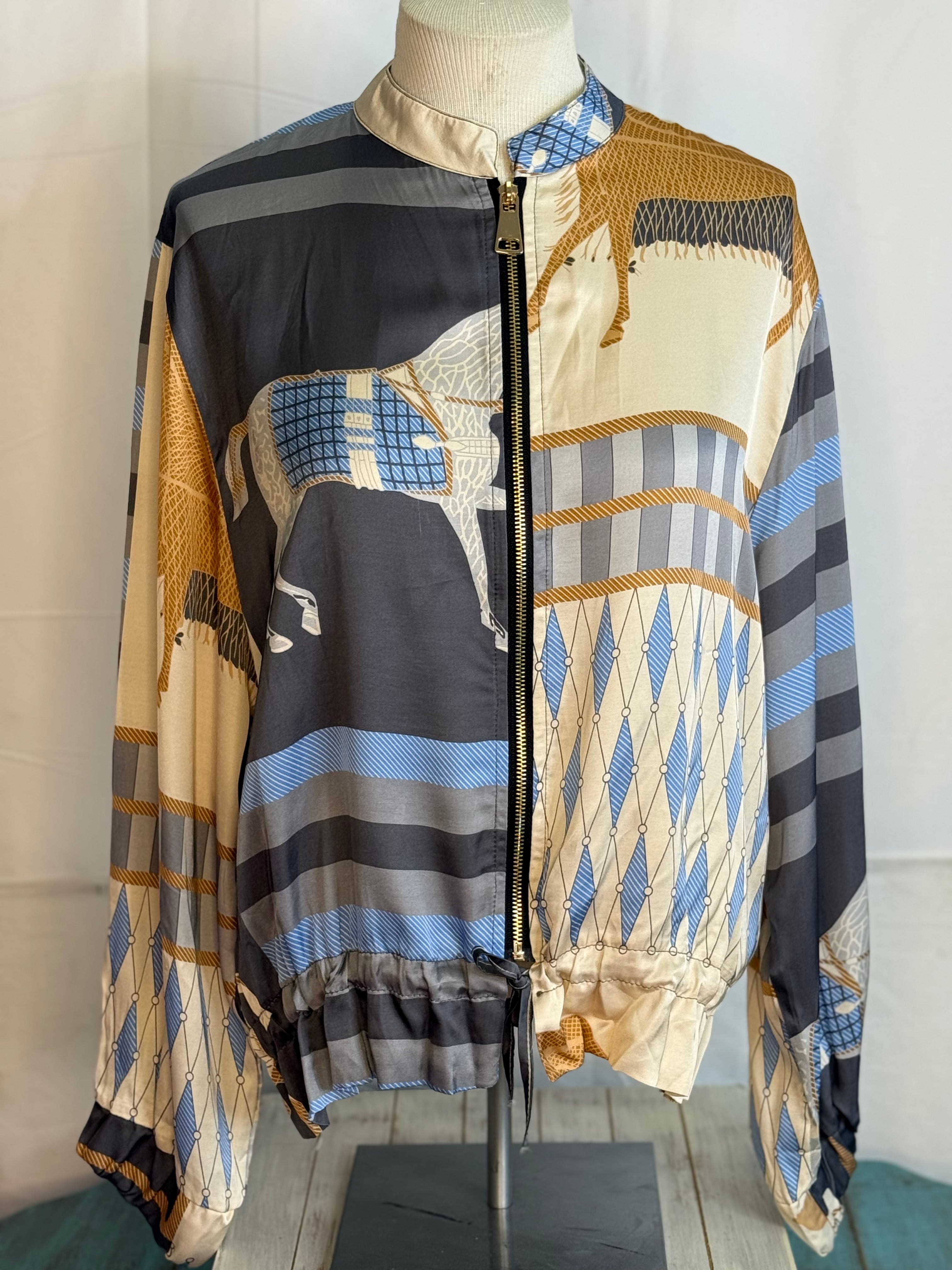 Made in Italy Silk Horse Zip Jacket