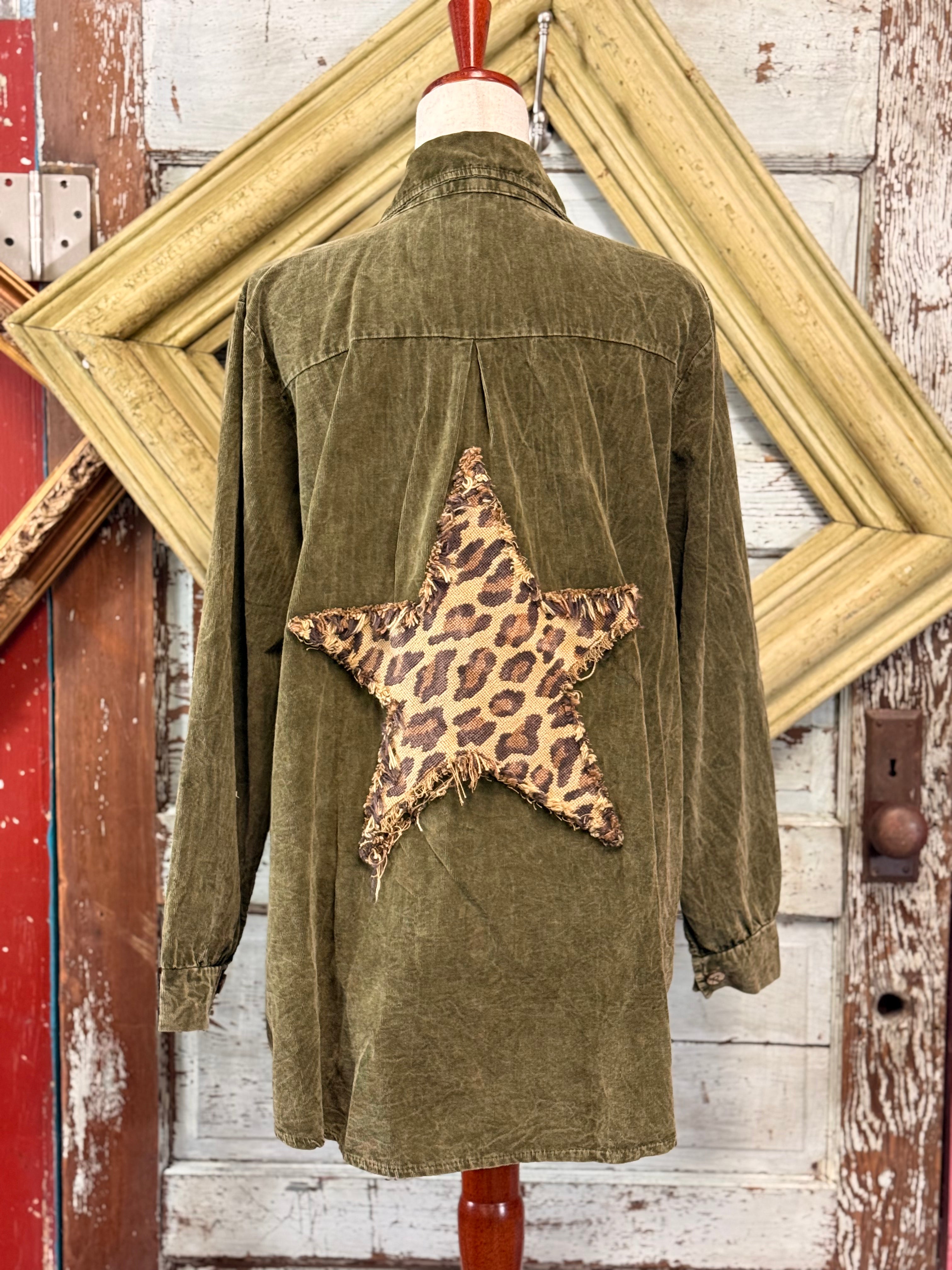 I Love Linen Olive Star Corduroy Jacket