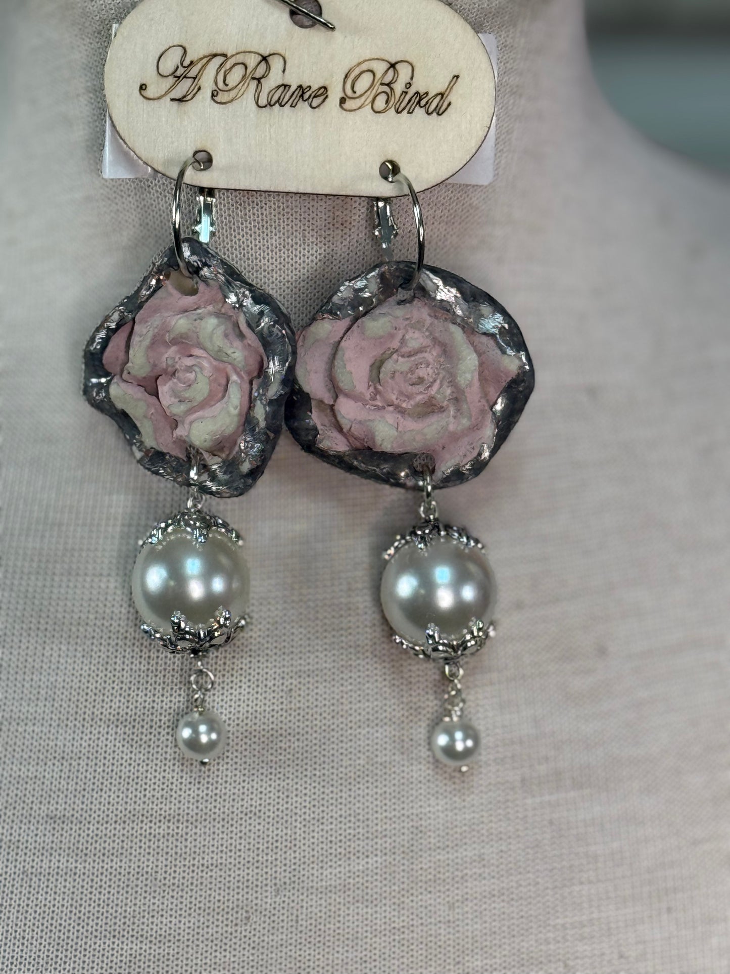 A Rare Bird Rose Pearl Earrings