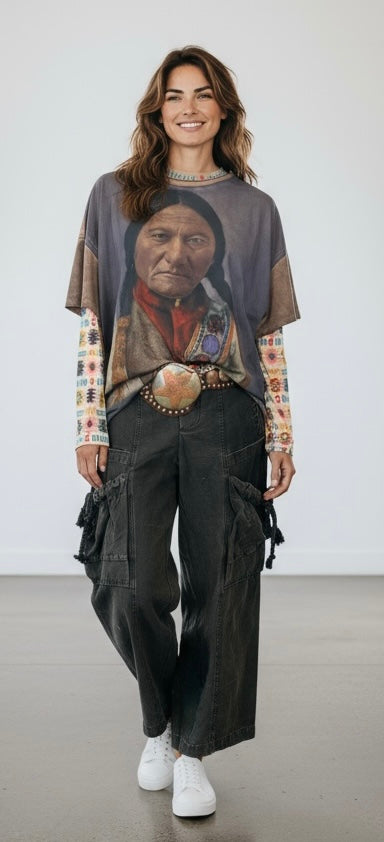 I Love Linen Brown indian Tee