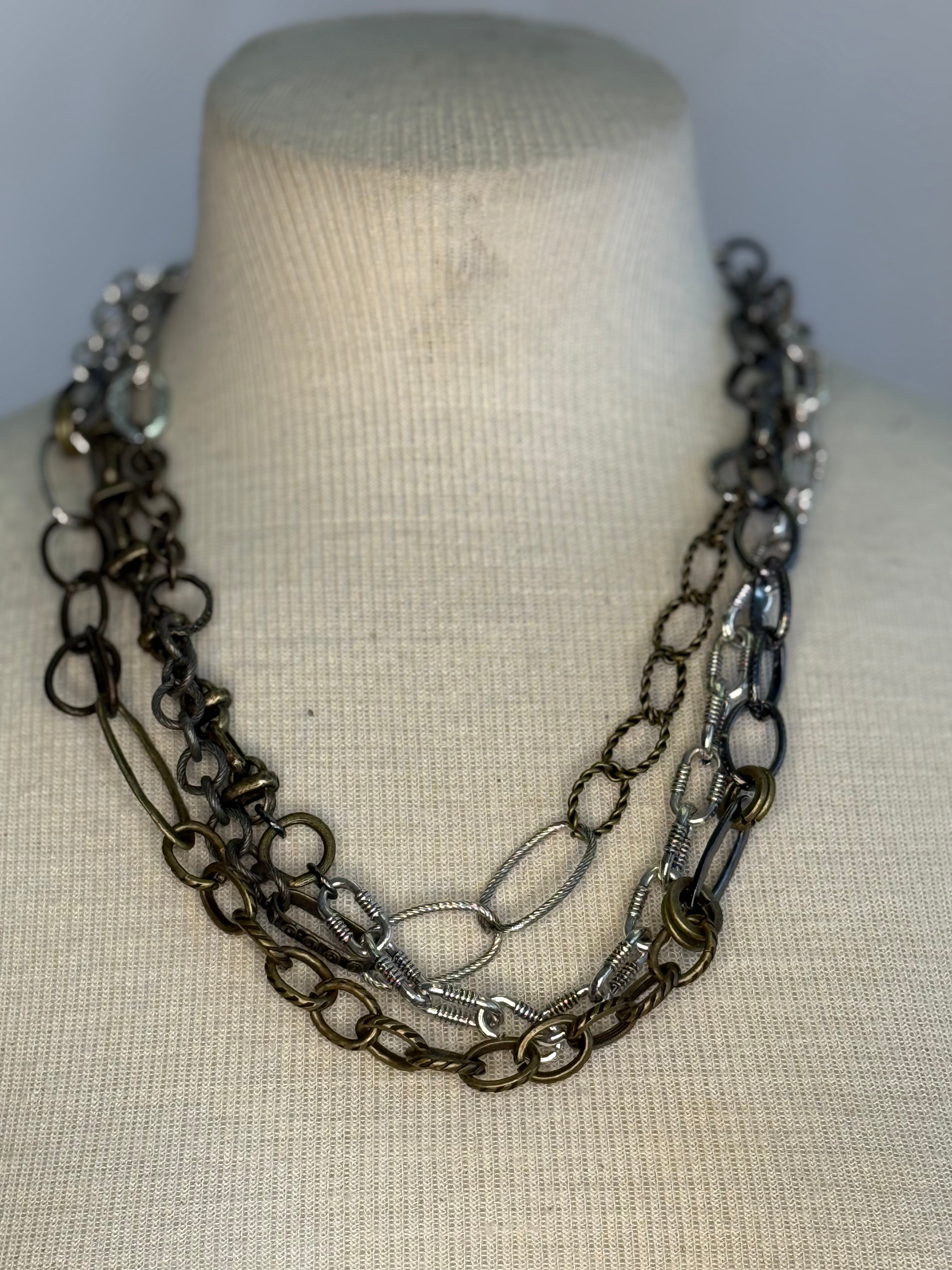 Lost and Found Bronze multi chain Necklace