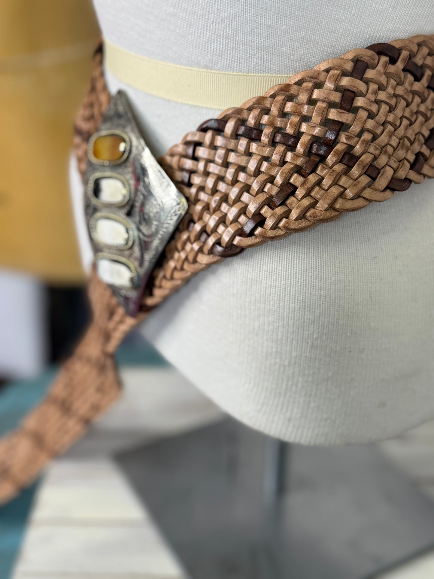 Natural two tone woven belt