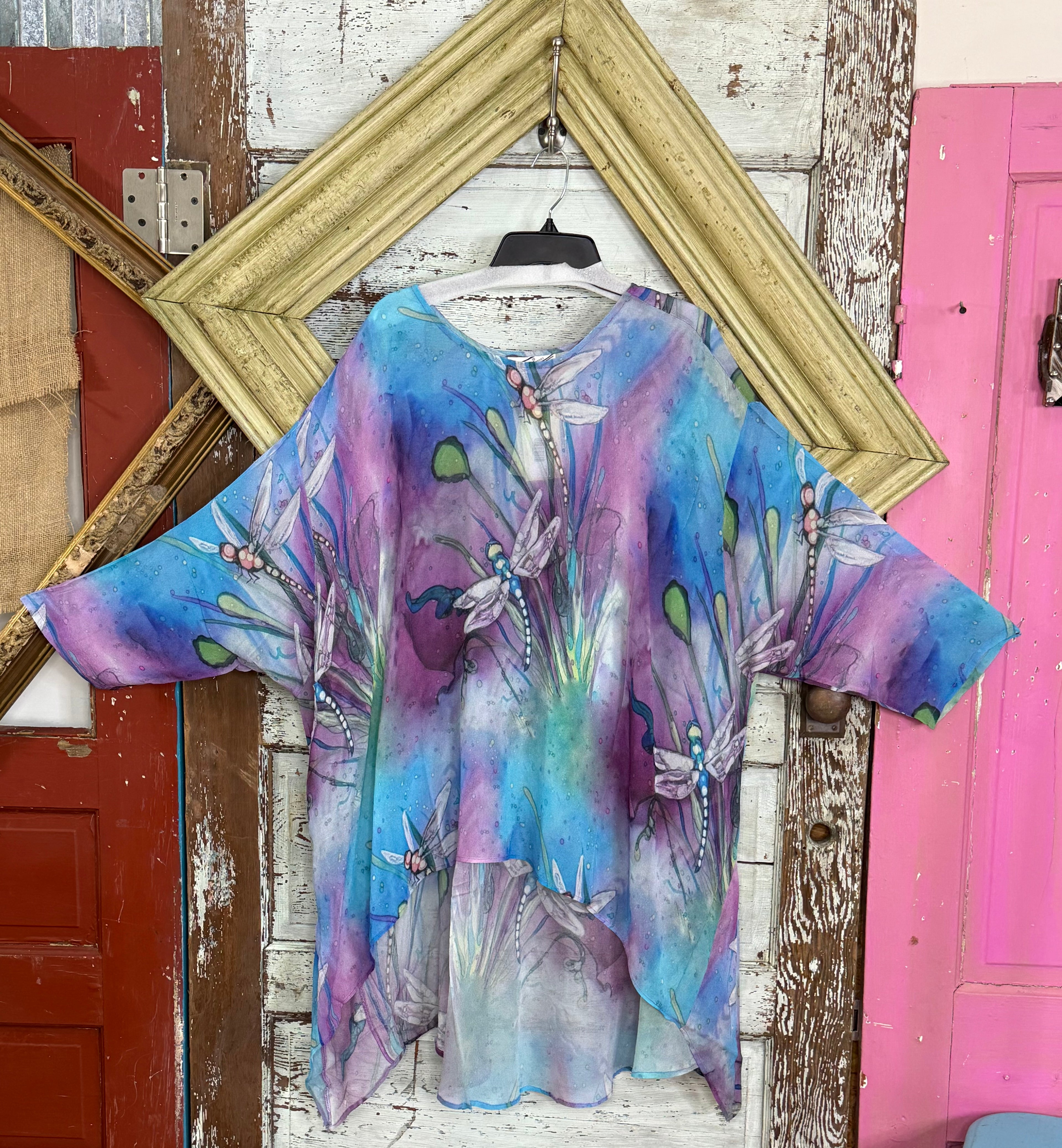 Sterling Style Monet Dragonflies Whisper Blouse