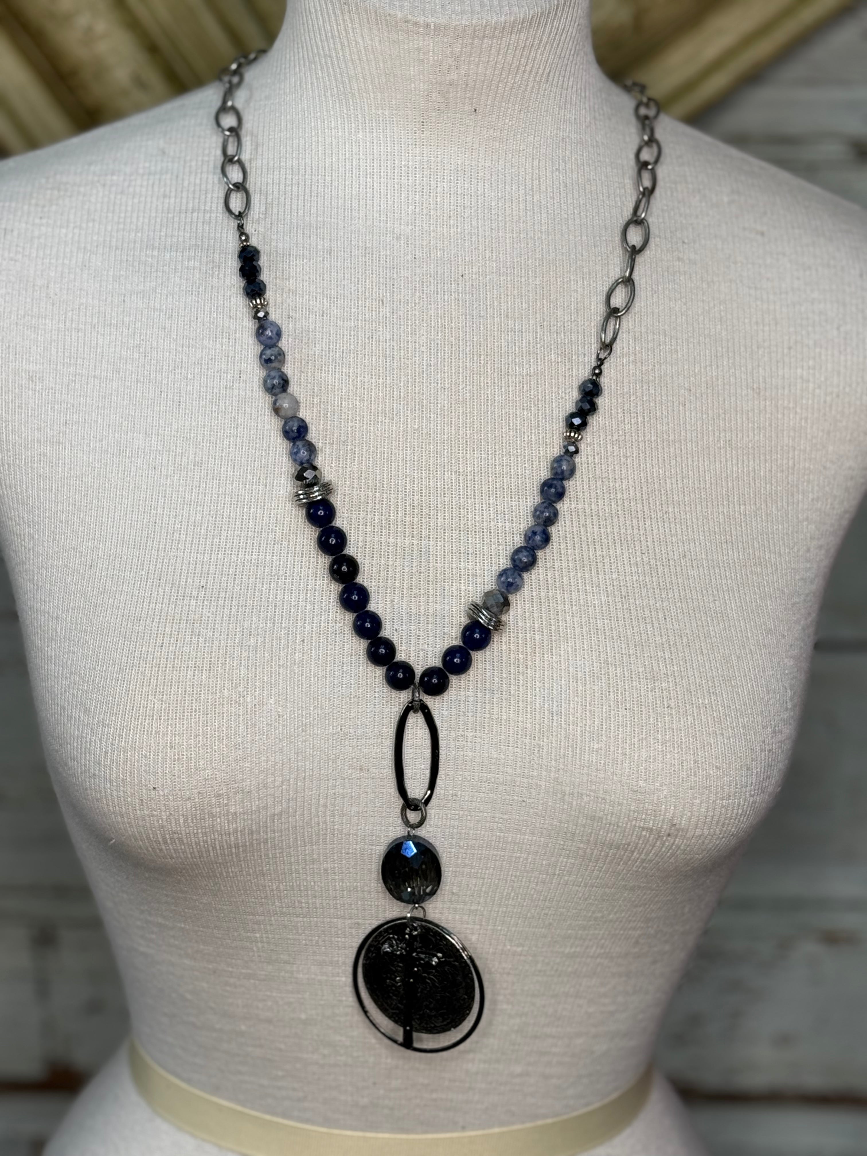 Lost and Found Blue Cross necklace