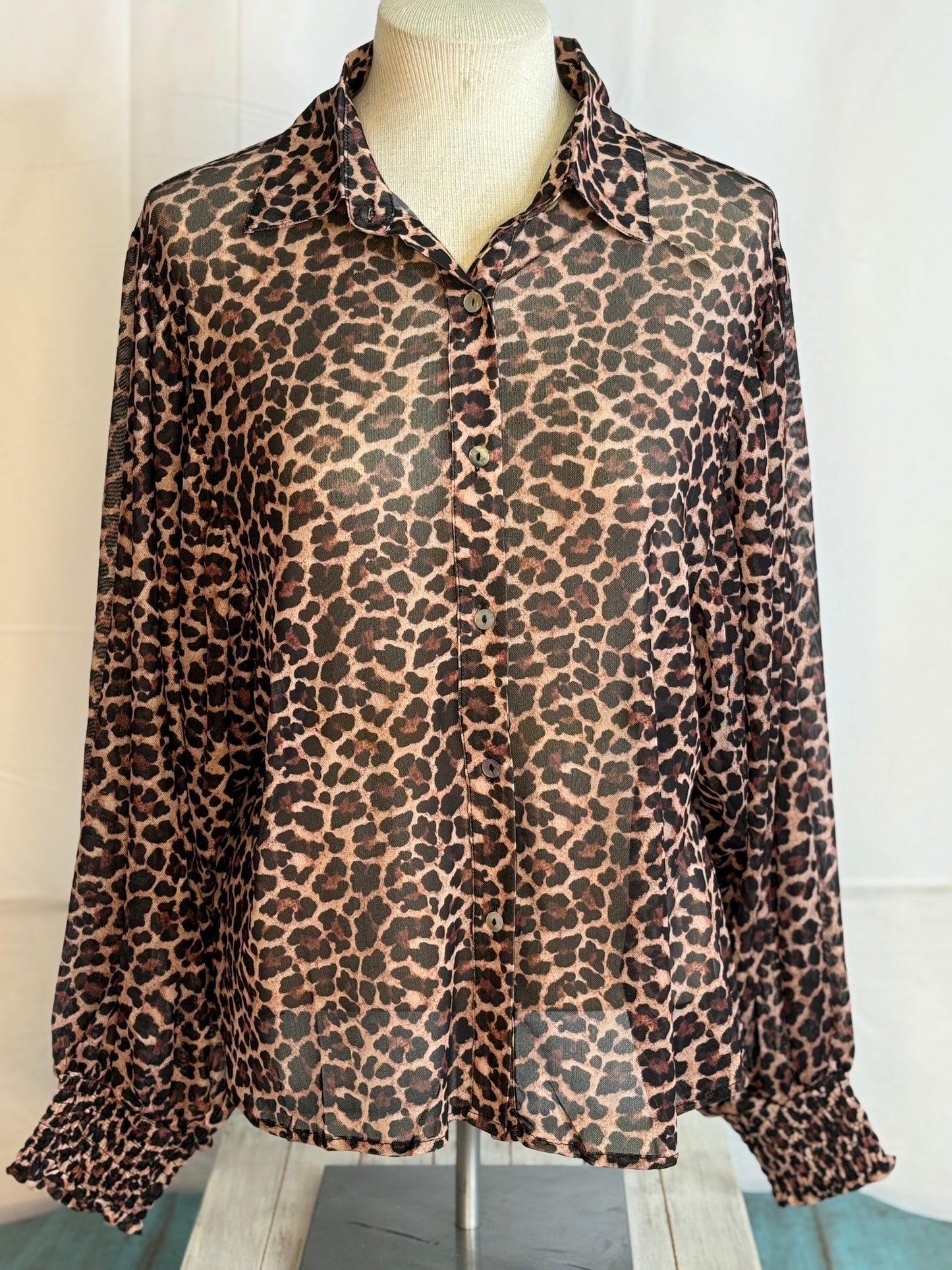 Turquoise Haven Cheetah Mesh Top