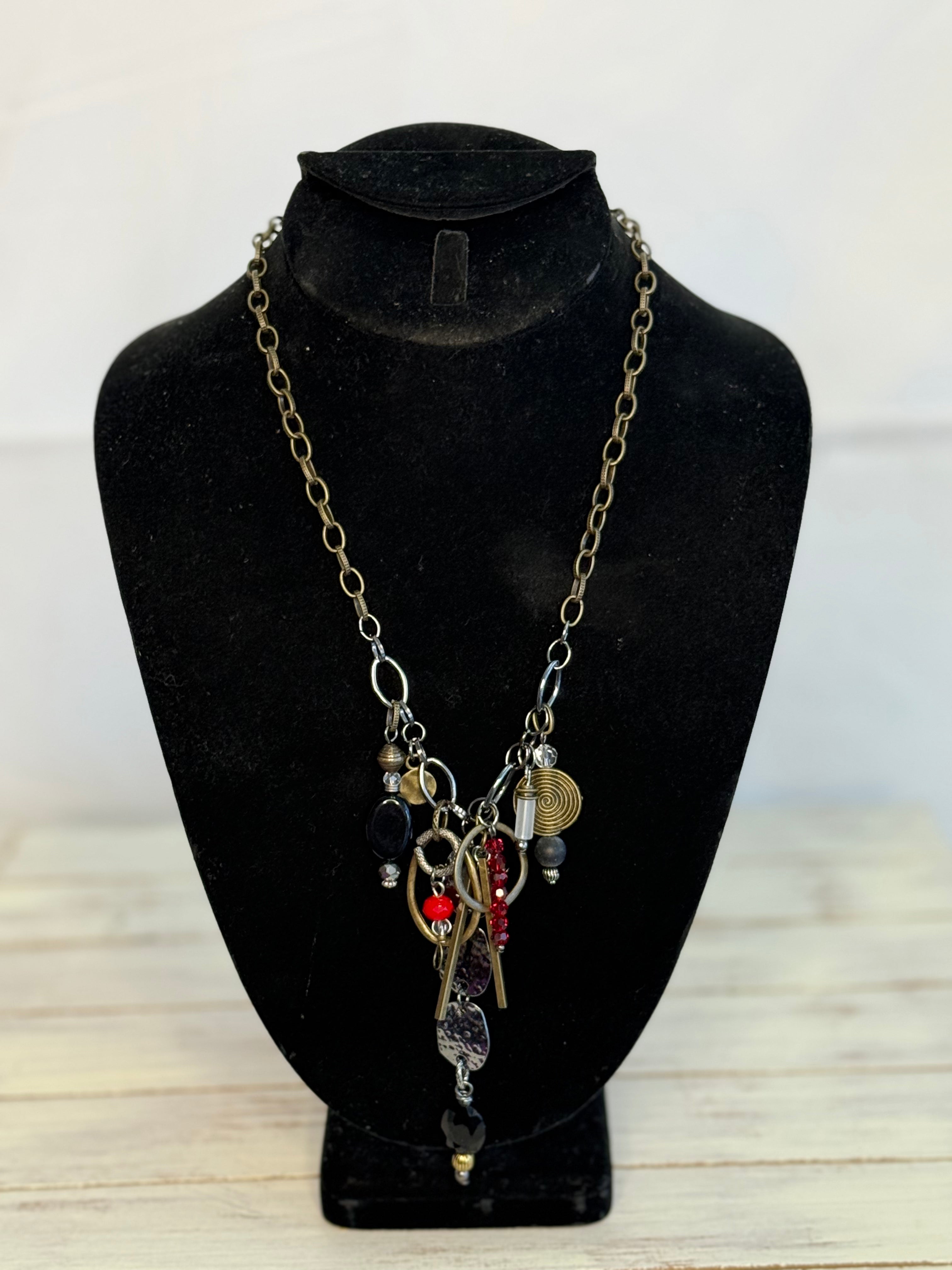 Lost and Found Red And Black Gold Necklace