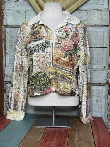 Origami Sequin & lace Crop Jacket