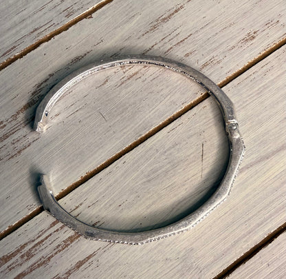 Oval Silver Crystal Bangle
