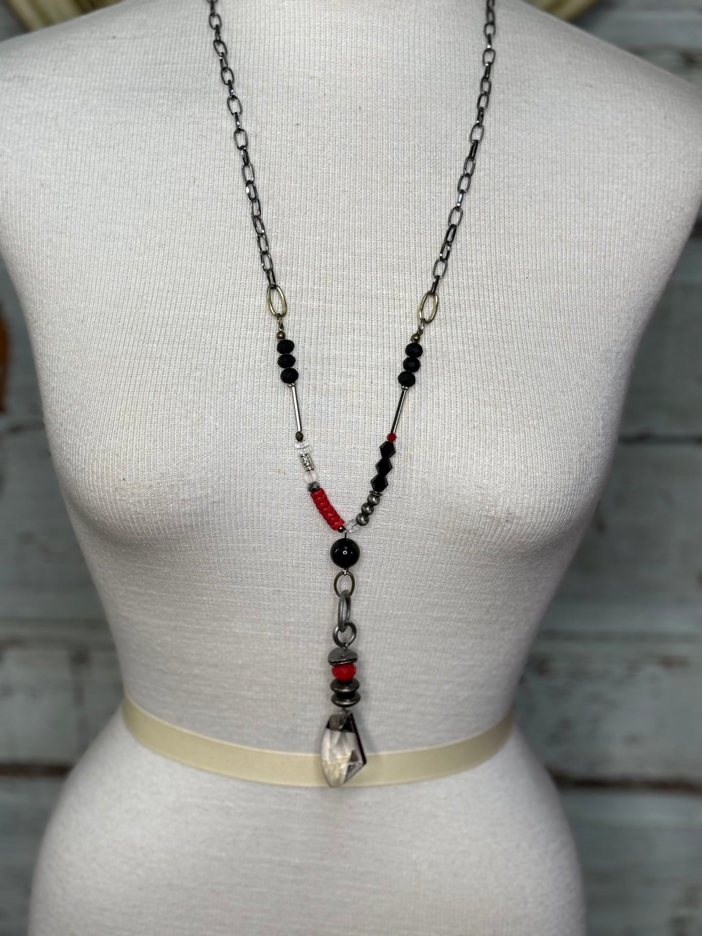 Lost and Found Red Black crystal necklace