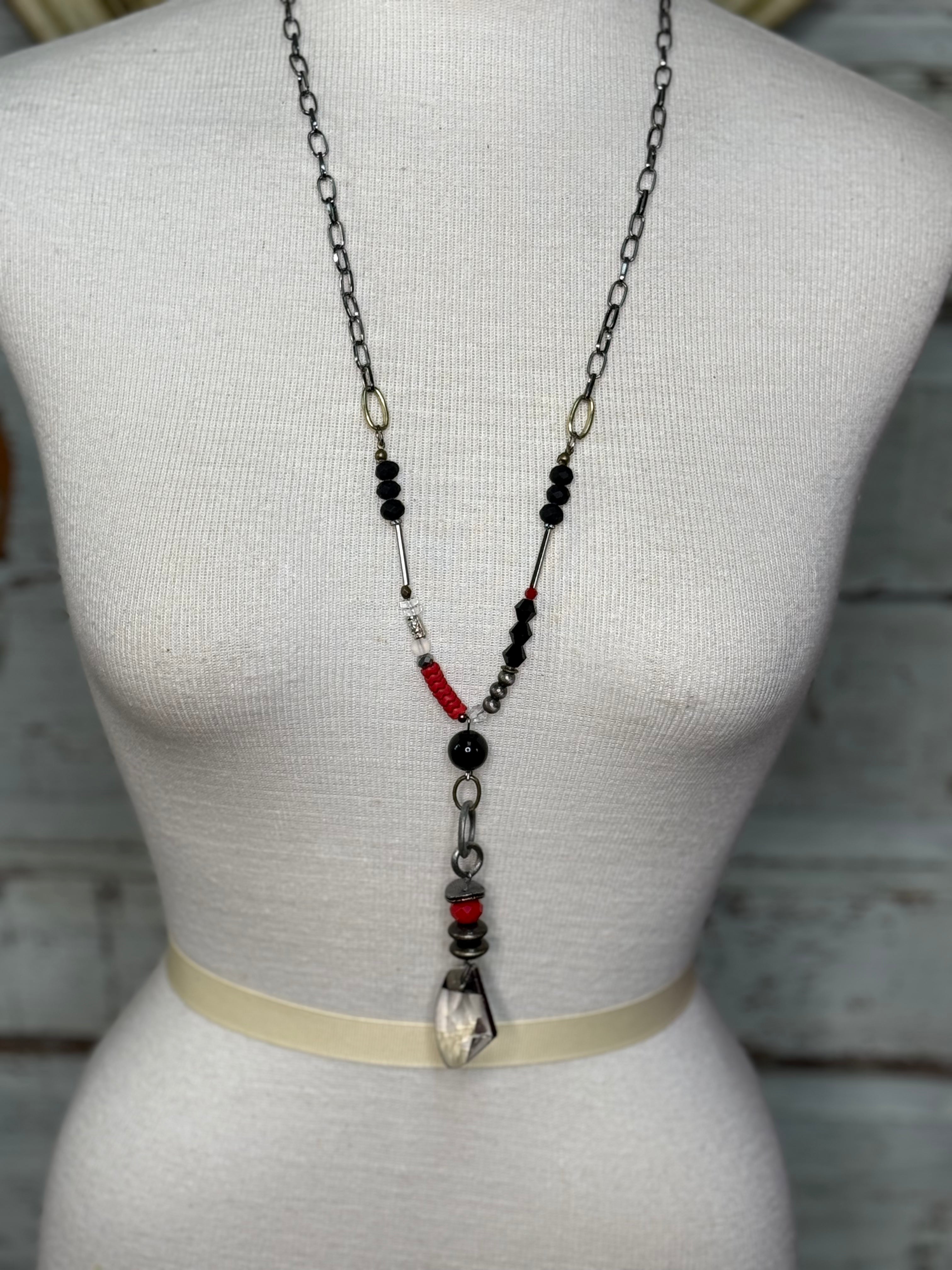 Lost and Found Red Black crystal necklace