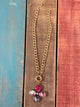 pink purple Gold Flower Necklace