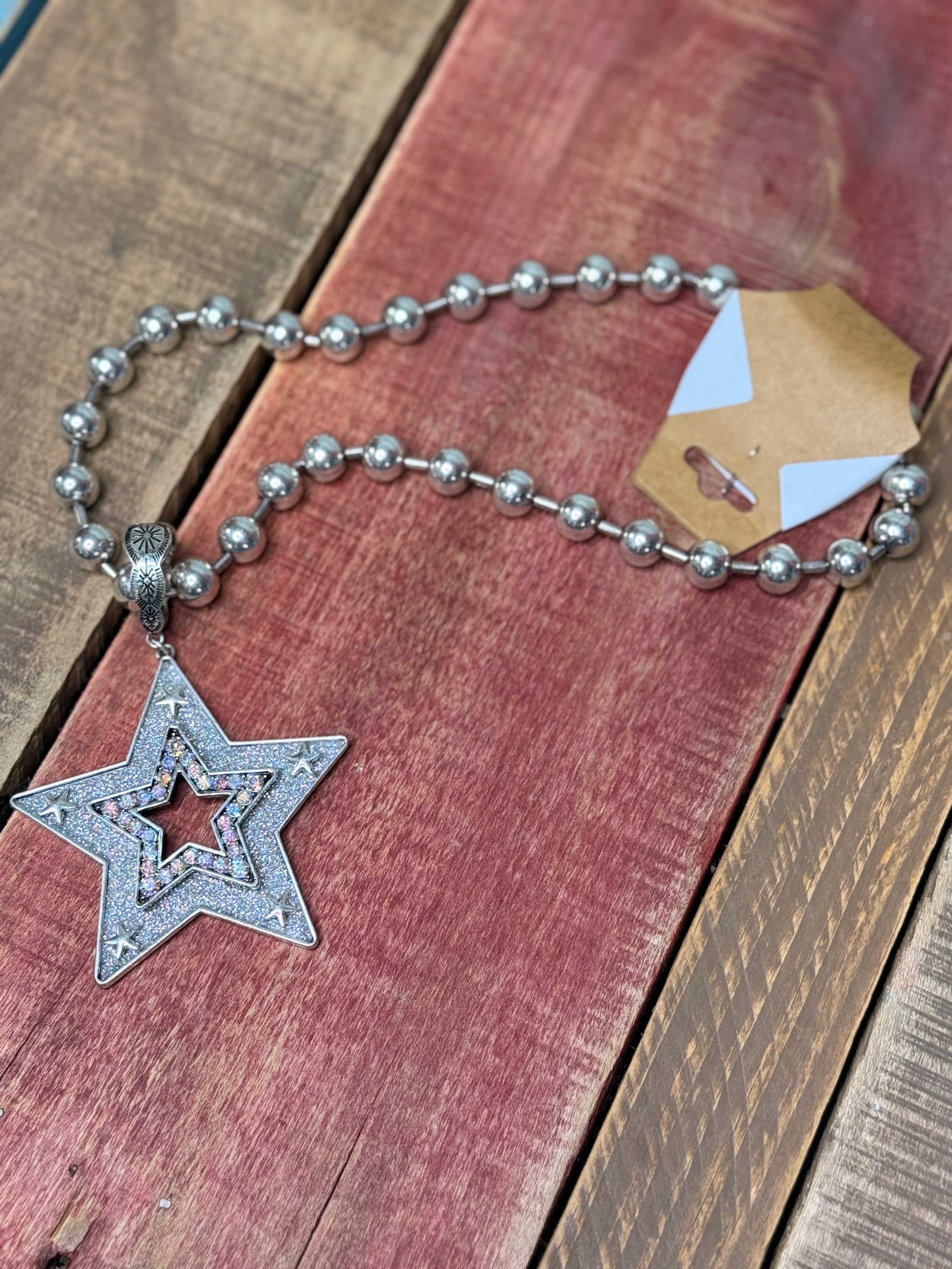 Silver Star bling Necklace