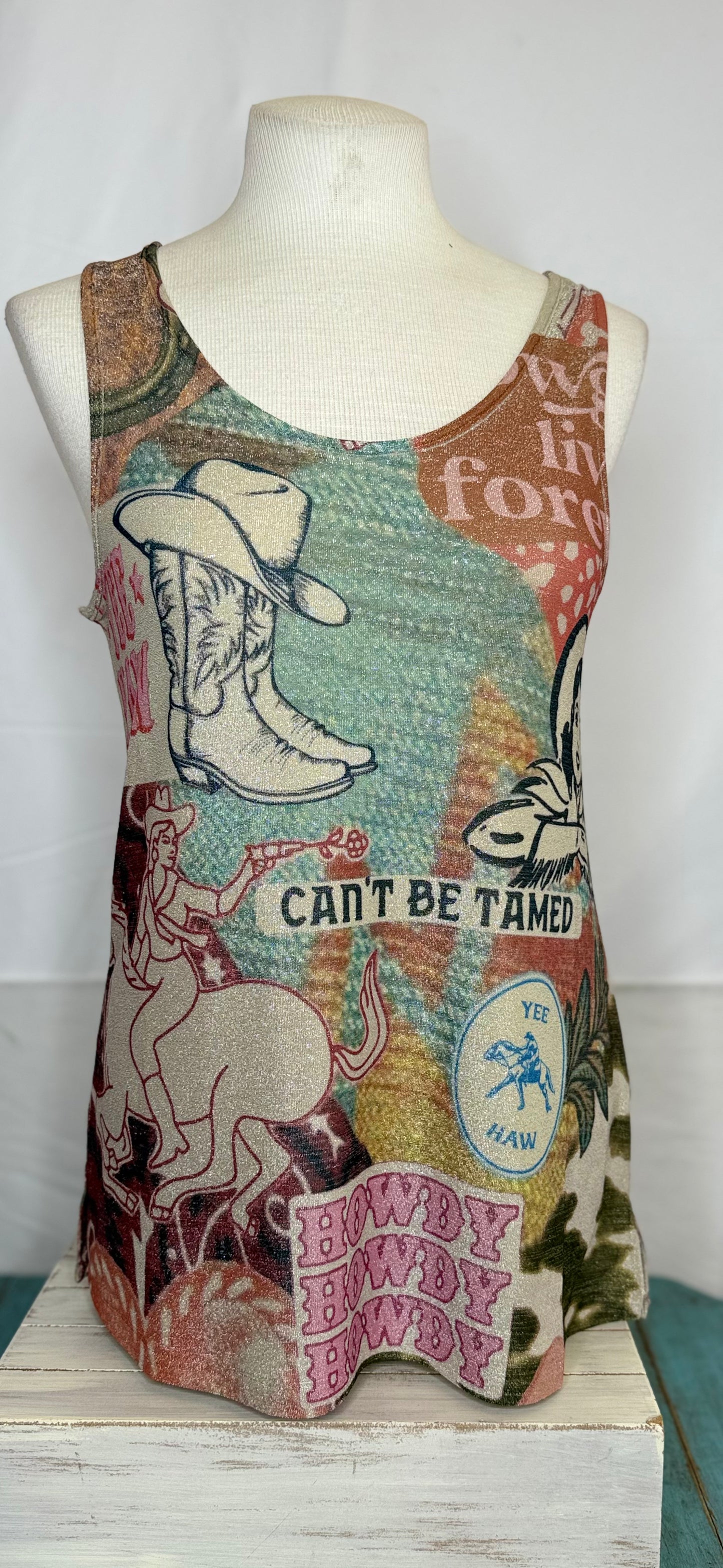 Origami Subtly Sparkly Lurex Fabric Tank Top of